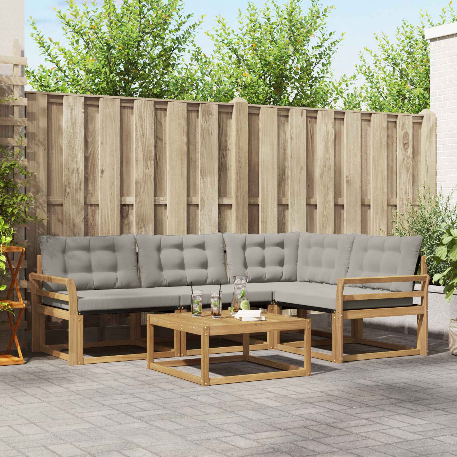 vidaXL Zestaw sof na zewnątrz 5 pcs Biały i jasnoszary 79 x 79 x 37 cm