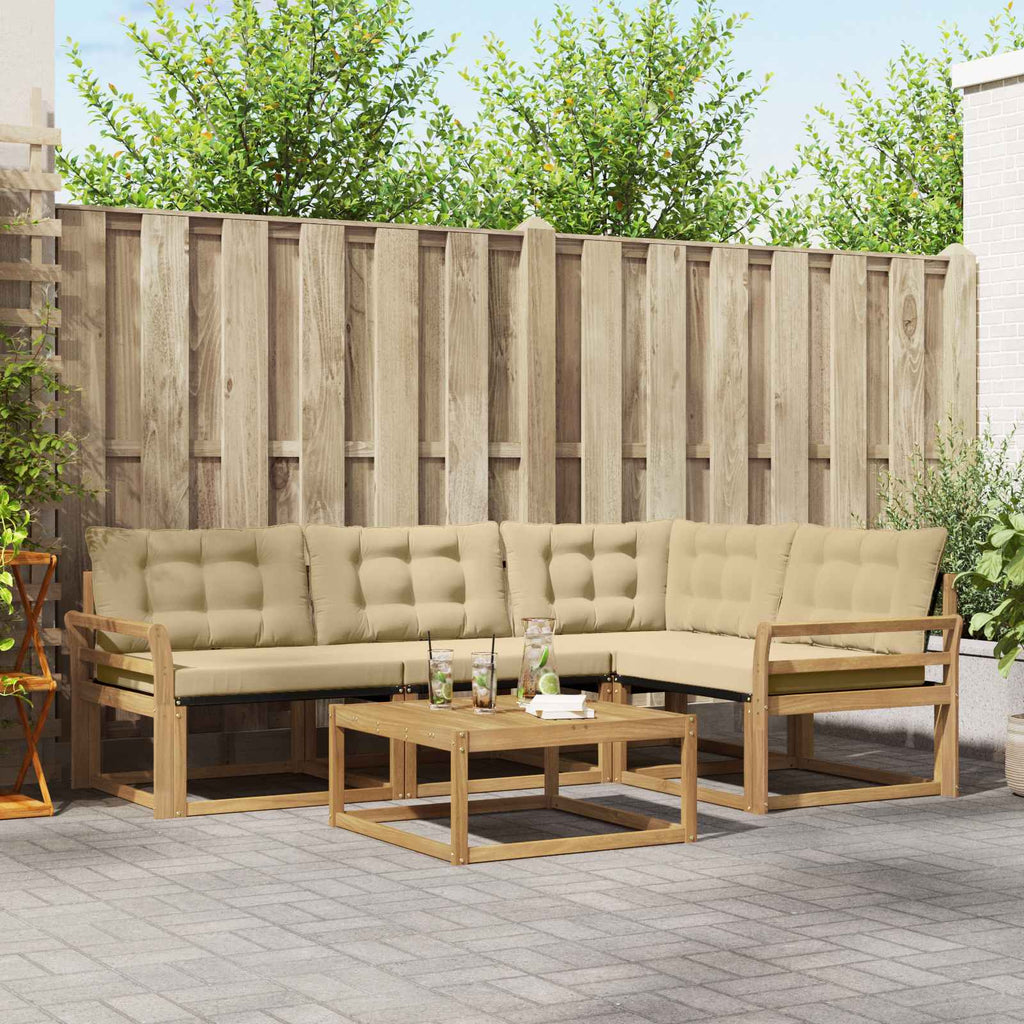 vidaXL Zestaw sof na zewnątrz 5 pcs Biały i Beżowy 79 x 79 x 37 cm