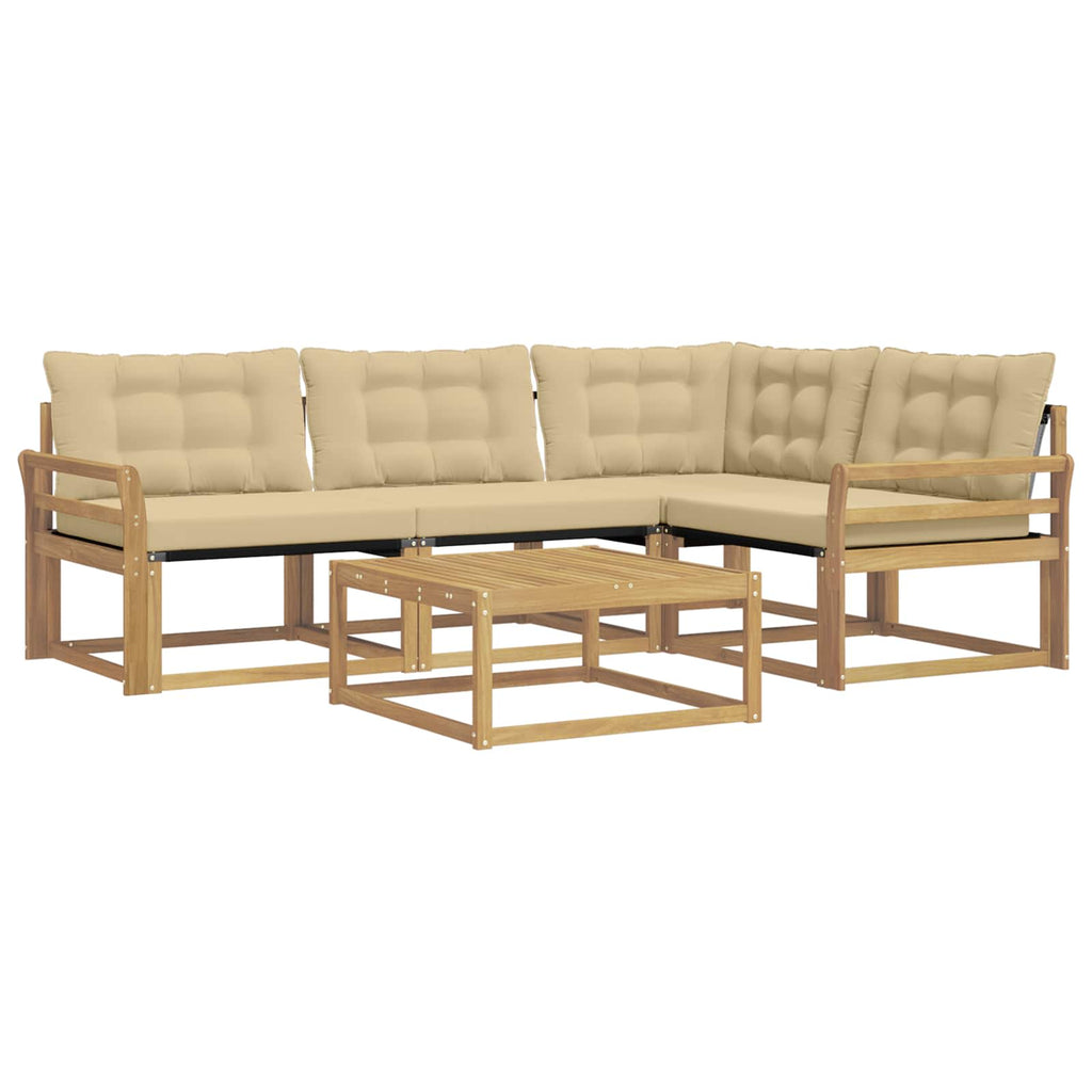 vidaXL Zestaw sof na zewnątrz 5 pcs Biały i Beżowy 79 x 79 x 37 cm