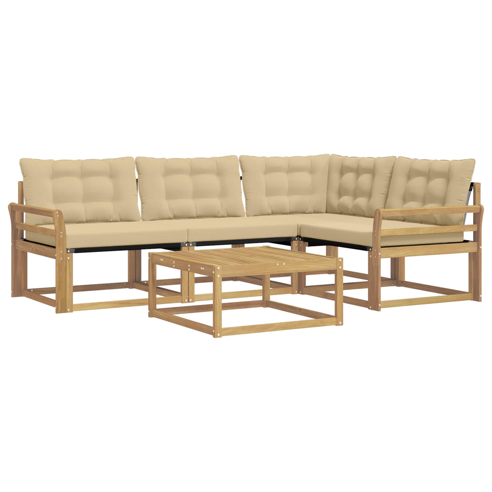 vidaXL Zestaw sof na zewnątrz 5 pcs Biały i Beżowy 79 x 79 x 37 cm