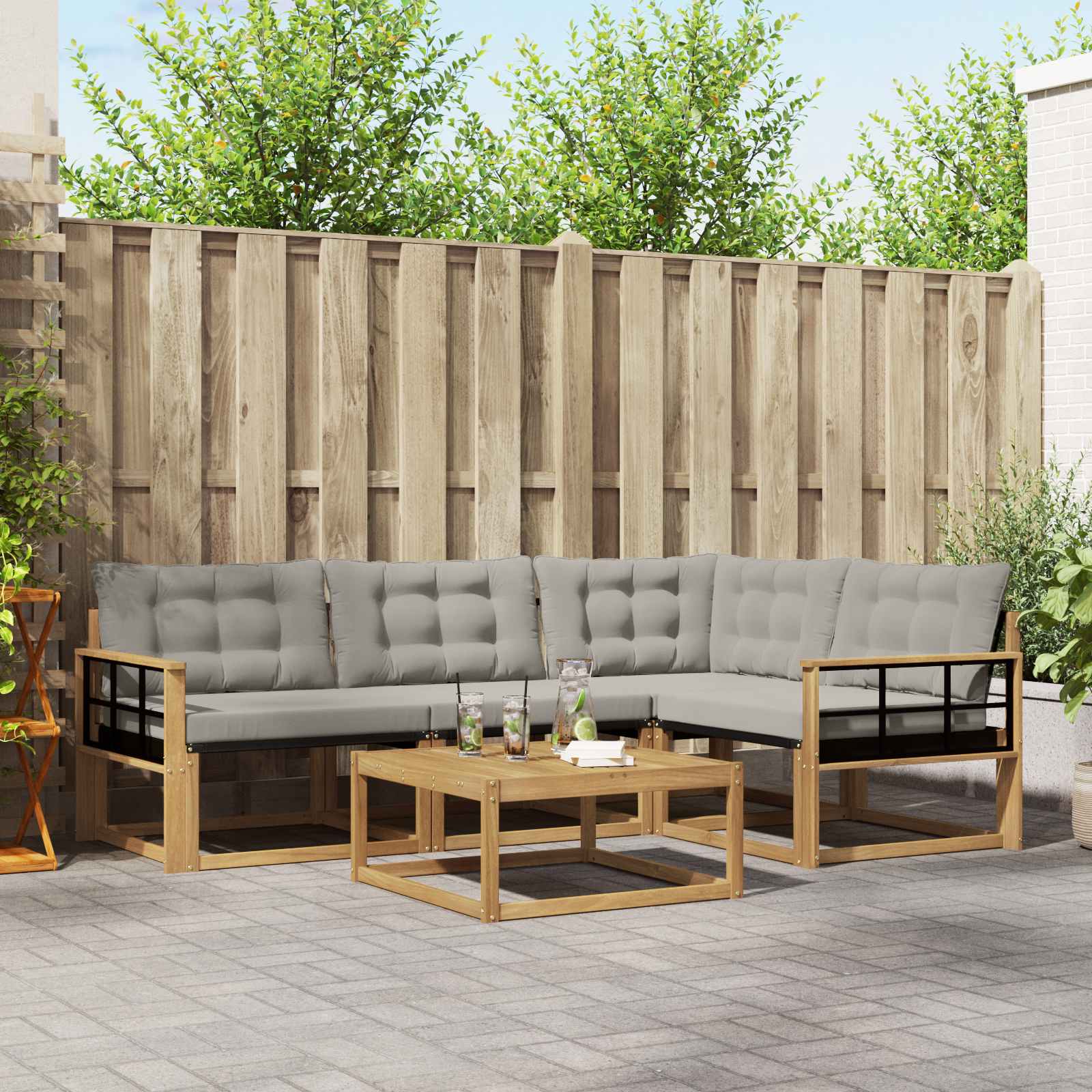vidaXL Zestaw sof na zewnątrz 5 pcs Biały i jasnoszary 79 x 79 x 37 cm