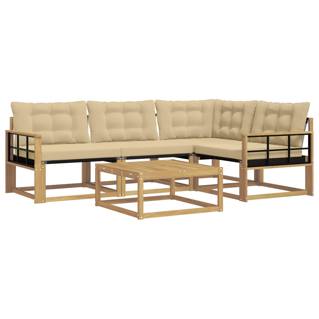 vidaXL Zestaw sof na zewnątrz 5 pcs Biały i Beżowy 79 x 79 x 37 cm