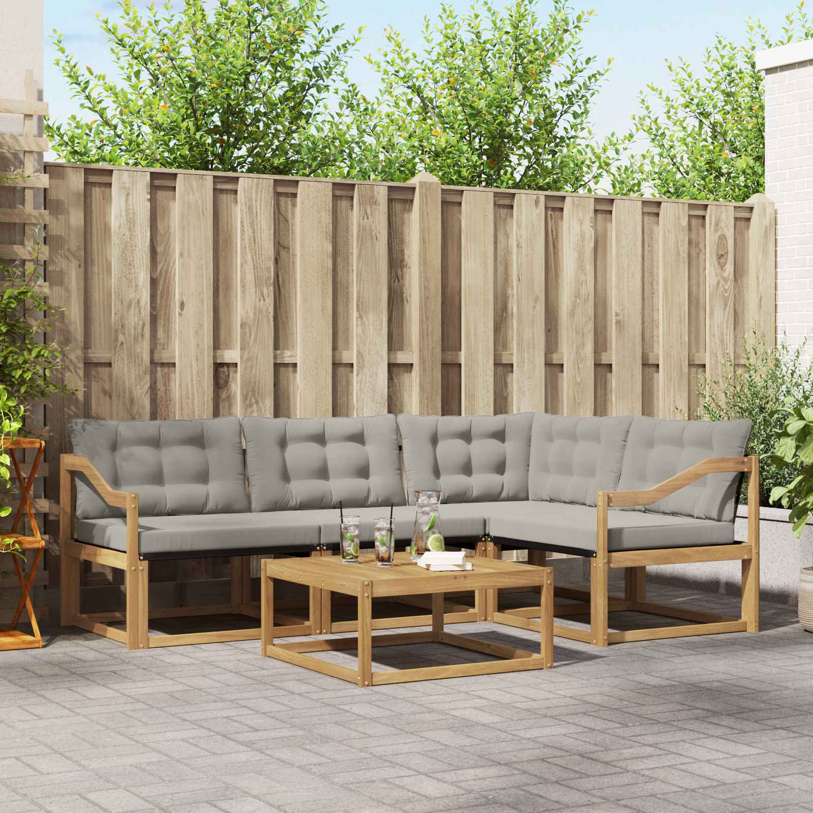 vidaXL Zestaw sof na zewnątrz 5 pcs Biały i jasnoszary 79 x 79 x 37 cm