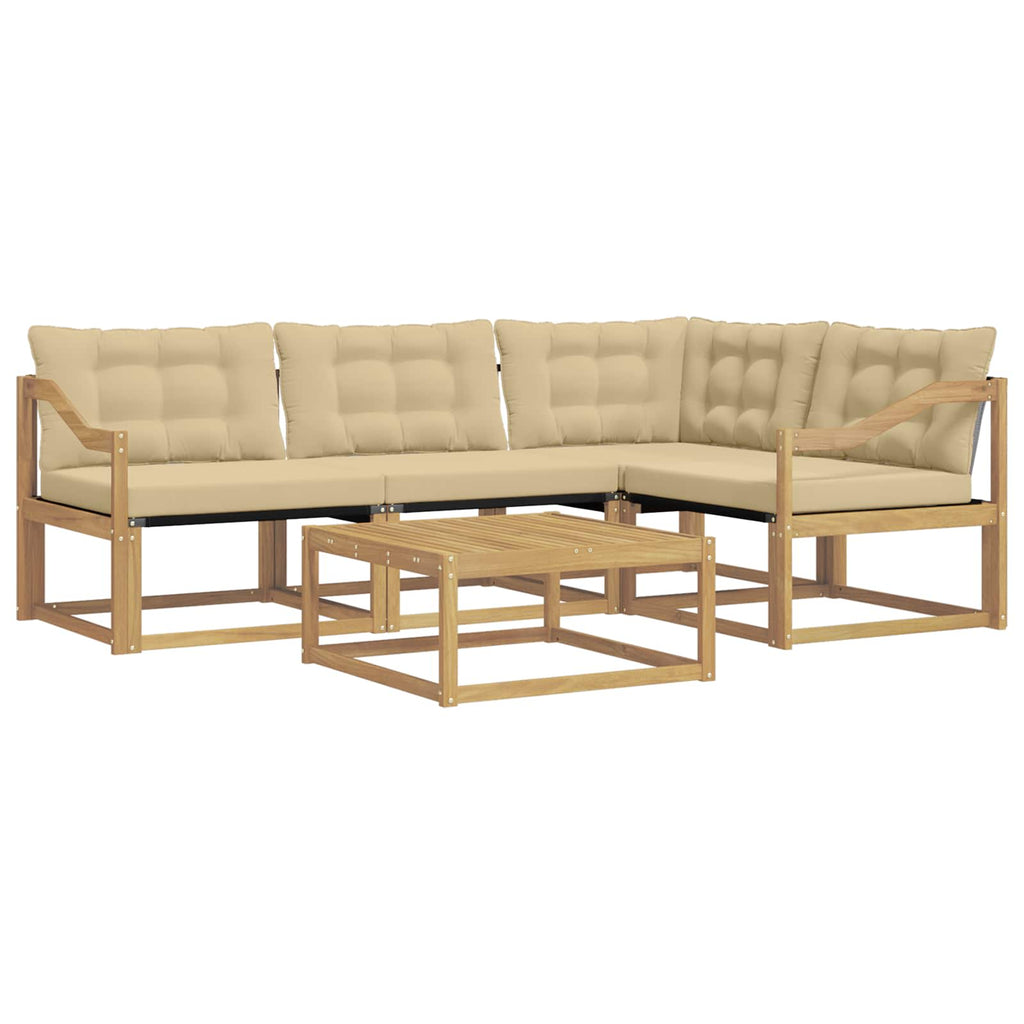 vidaXL Zestaw sof na zewnątrz 5 pcs Biały i Beżowy 79 x 79 x 37 cm