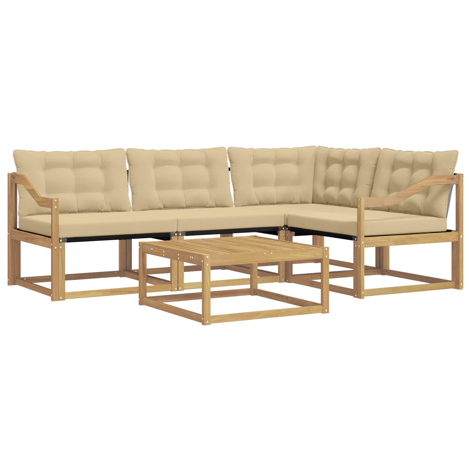 vidaXL Zestaw sof na zewnątrz 5 pcs Biały i Beżowy 79 x 79 x 37 cm