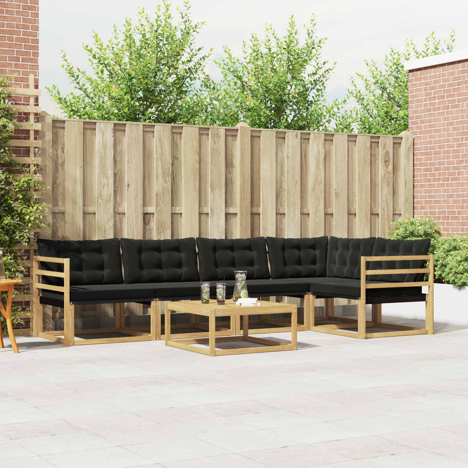 vidaXL Zestaw sof na zewnątrz 6 pcs biały i czarny 79 x 79 x 37 cm