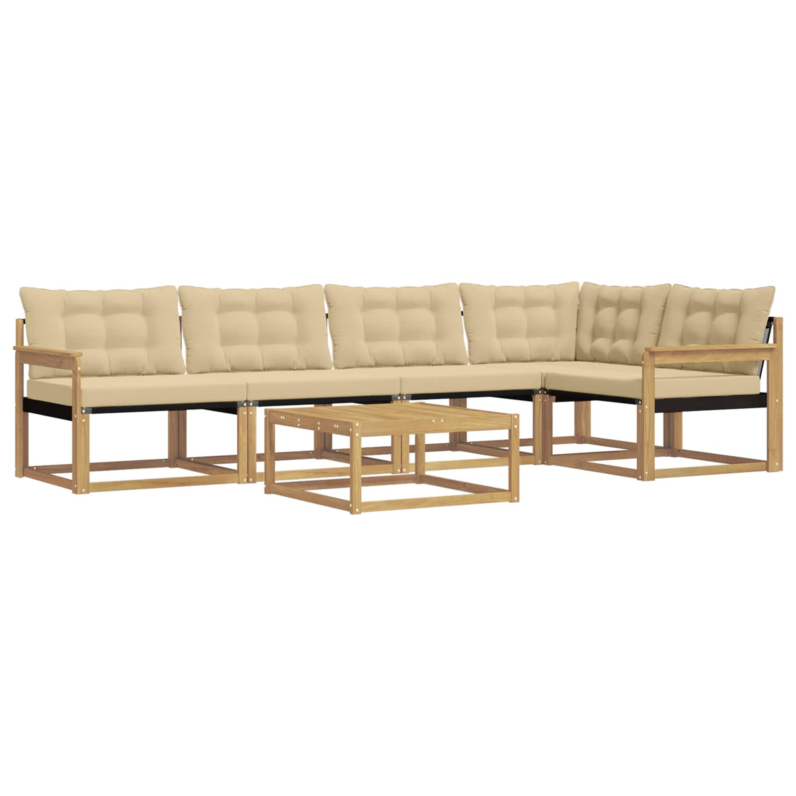 vidaXL Zestaw sof na zewnątrz 6 pcs Biały i Beżowy 79 x 79 x 37 cm