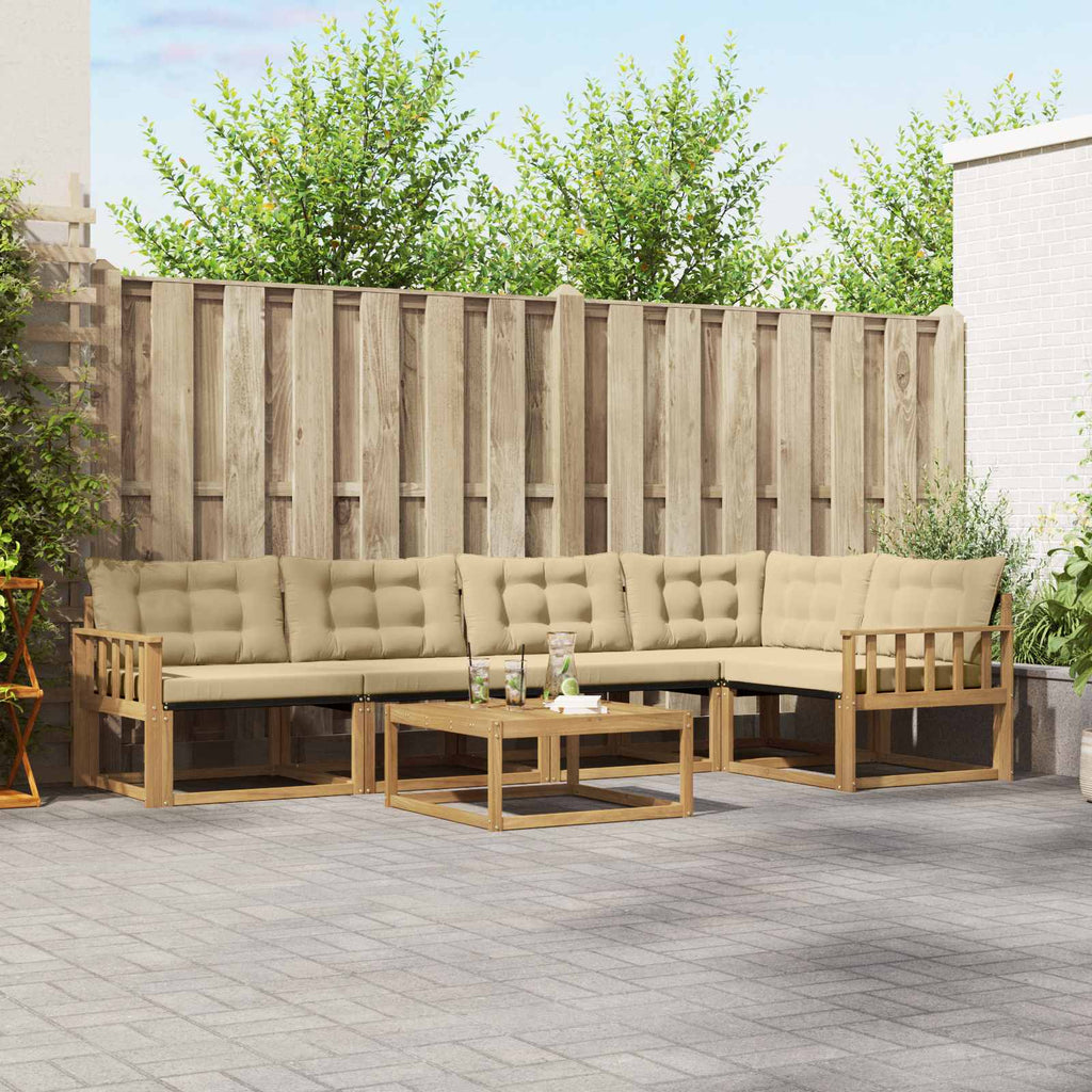 vidaXL Zestaw sof na zewnątrz 6 pcs Biały i Beżowy 79 x 79 x 37 cm