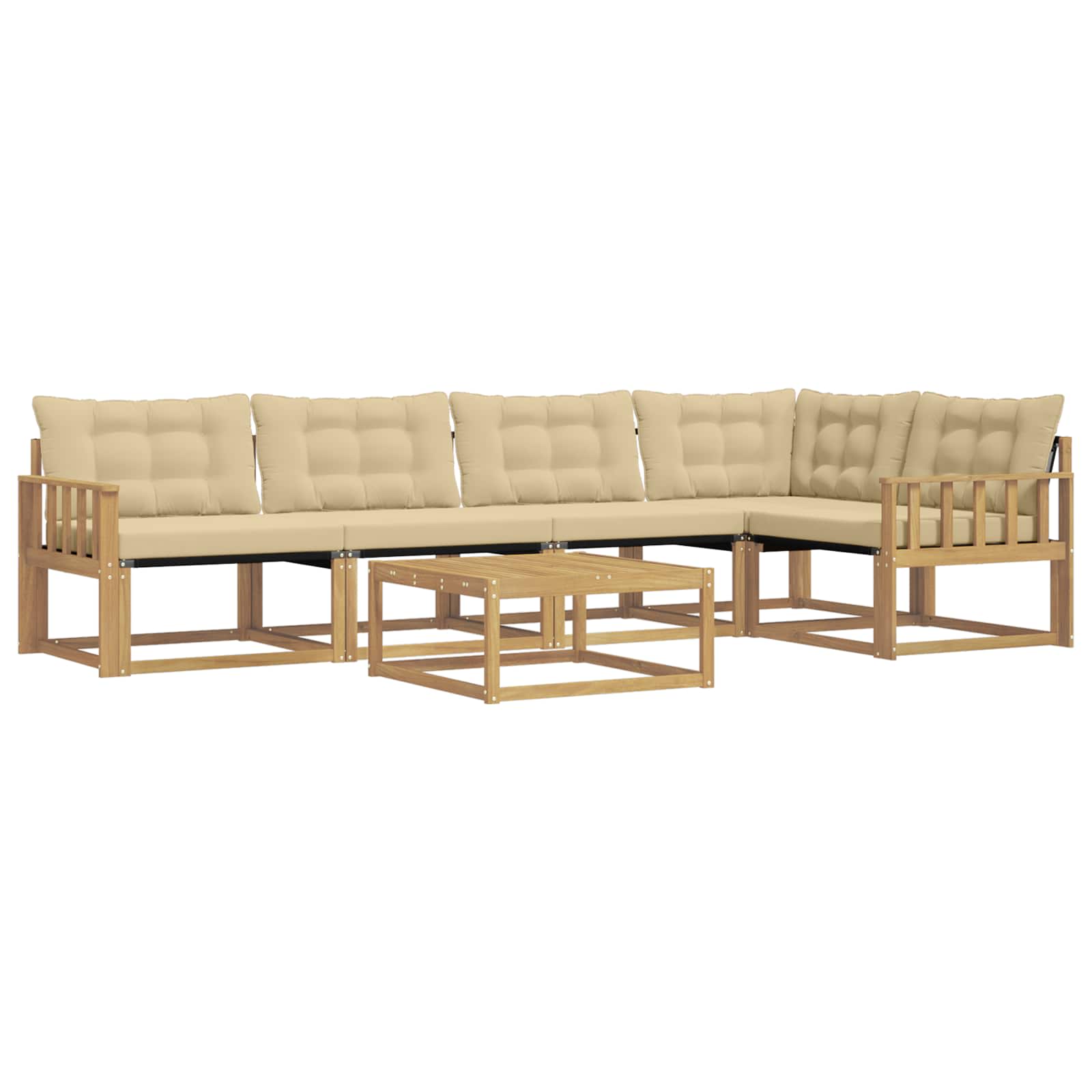 vidaXL Zestaw sof na zewnątrz 6 pcs Biały i Beżowy 79 x 79 x 37 cm