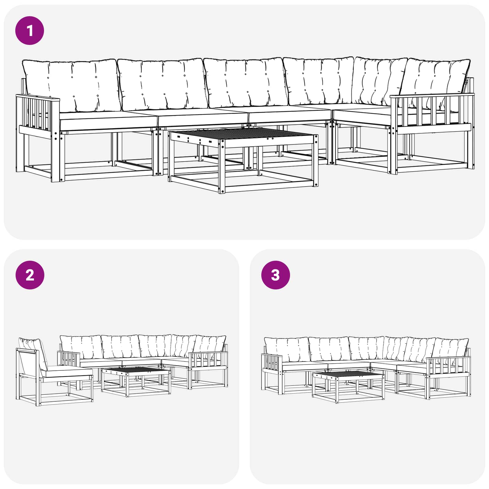 vidaXL Zestaw sof na zewnątrz 6 pcs Biały i Beżowy 79 x 79 x 37 cm