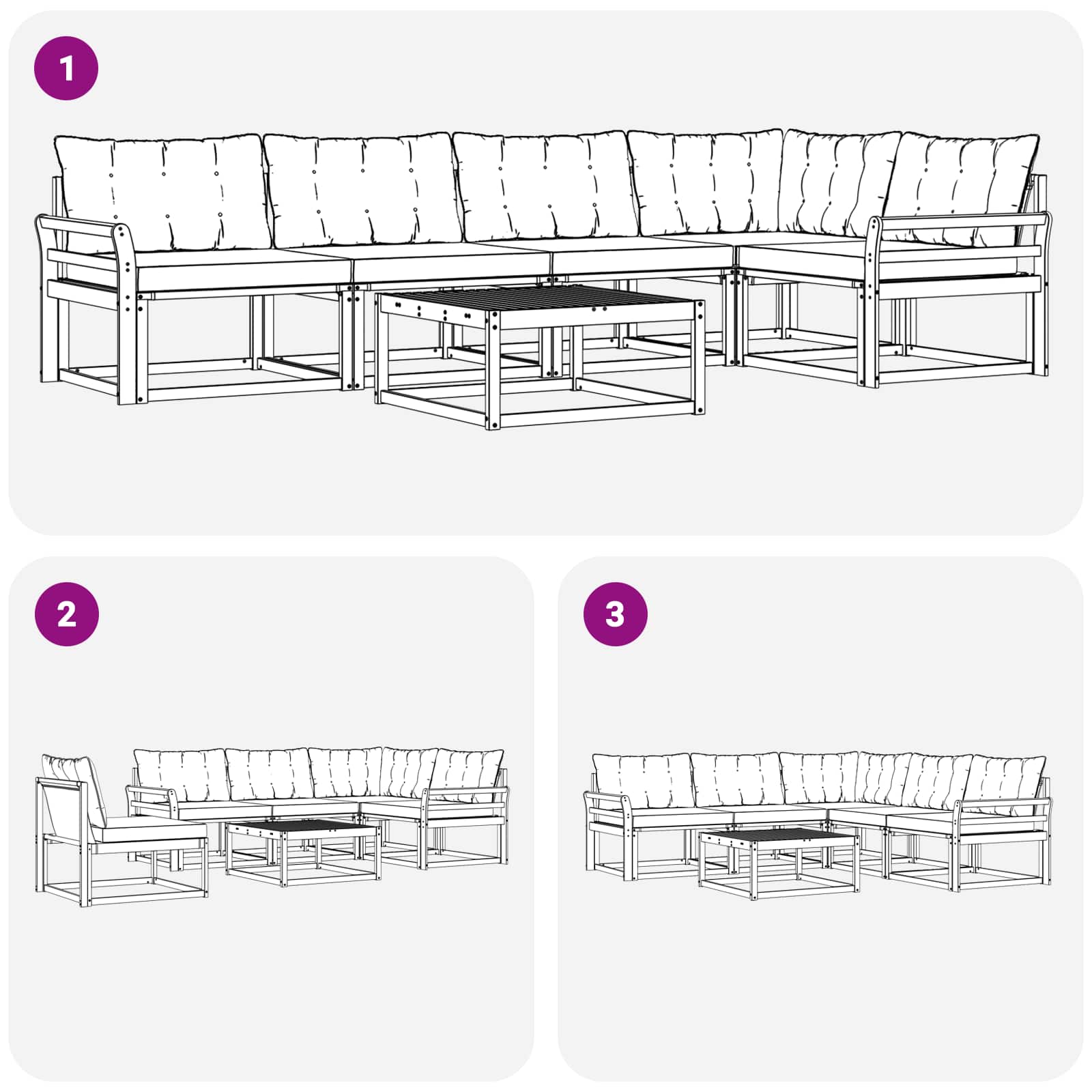 vidaXL Zestaw sof na zewnątrz 6 pcs Biały i jasnoszary 79 x 79 x 37 cm
