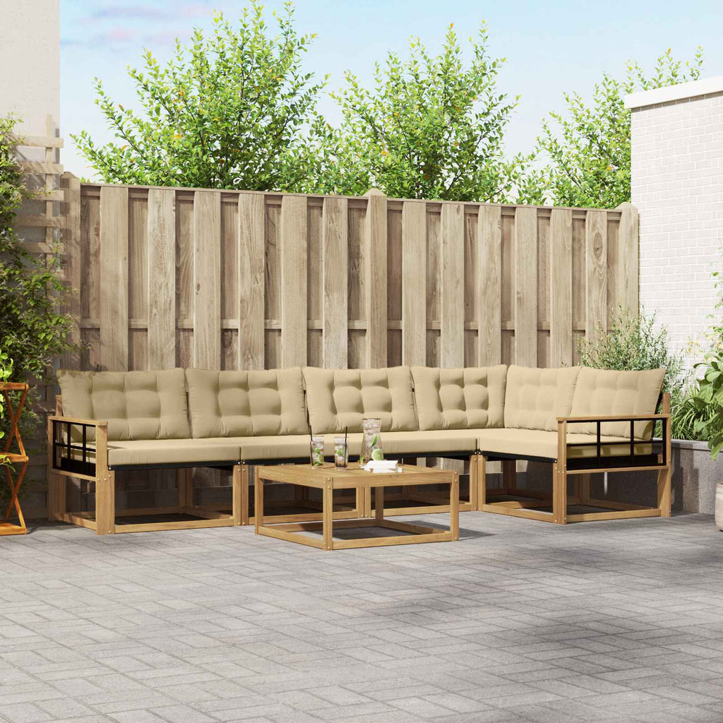 vidaXL Zestaw sof na zewnątrz 6 pcs Biały i Beżowy 79 x 79 x 37 cm