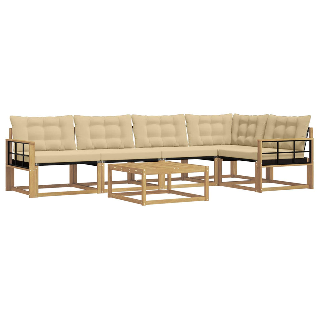 vidaXL Zestaw sof na zewnątrz 6 pcs Biały i Beżowy 79 x 79 x 37 cm