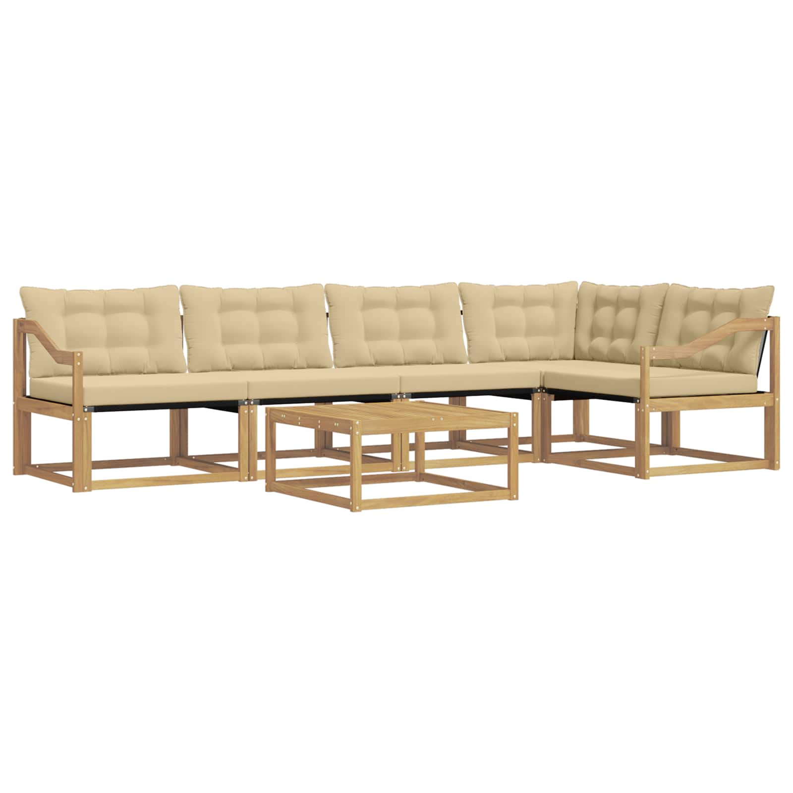 vidaXL Zestaw sof na zewnątrz 6 pcs Biały i Beżowy 79 x 79 x 37 cm