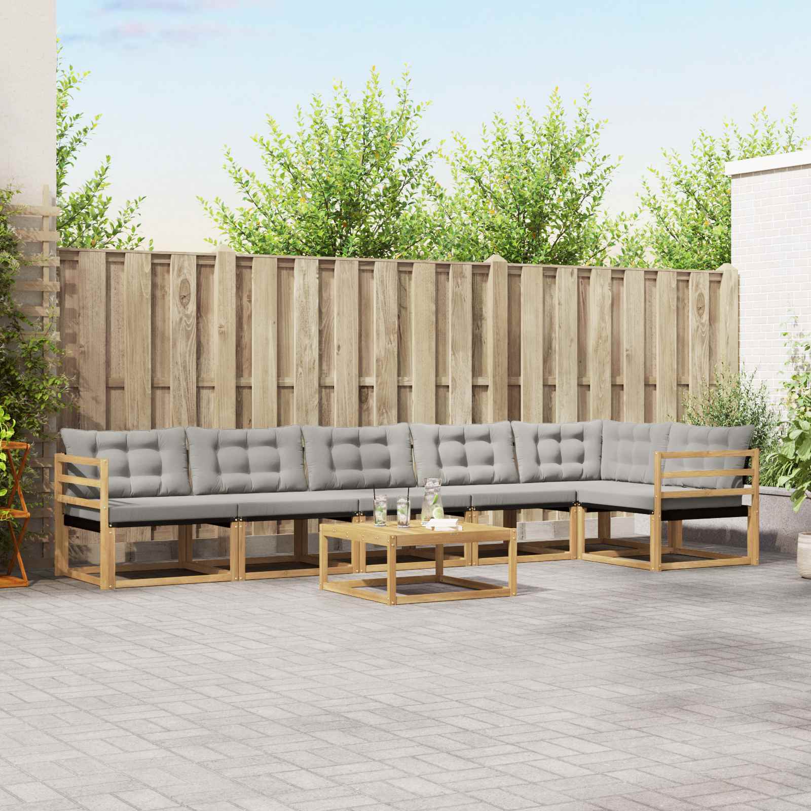 vidaXL Zestaw sof na zewnątrz 7 pcs Biały i jasnoszary 79 x 79 x 37 cm
