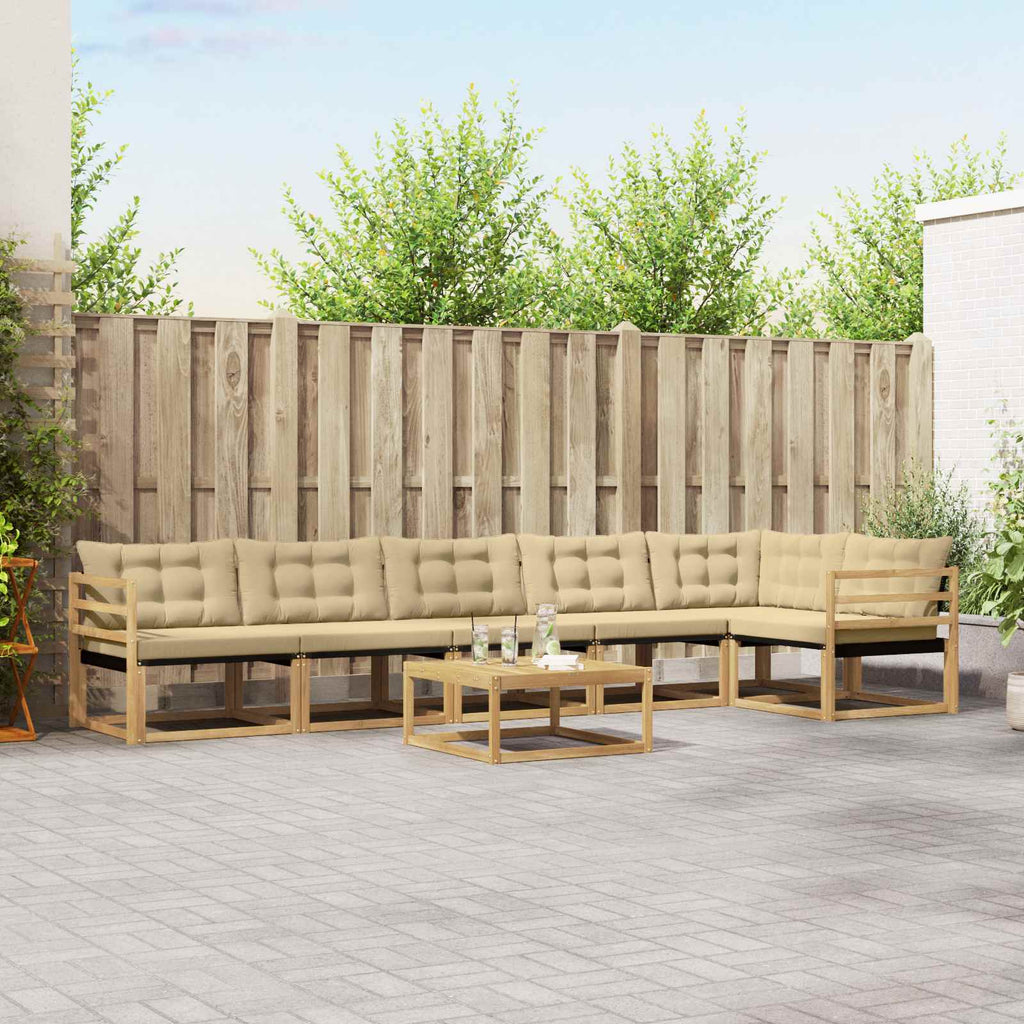 vidaXL Zestaw sof na zewnątrz 7 pcs Biały i Beżowy 79 x 79 x 37 cm