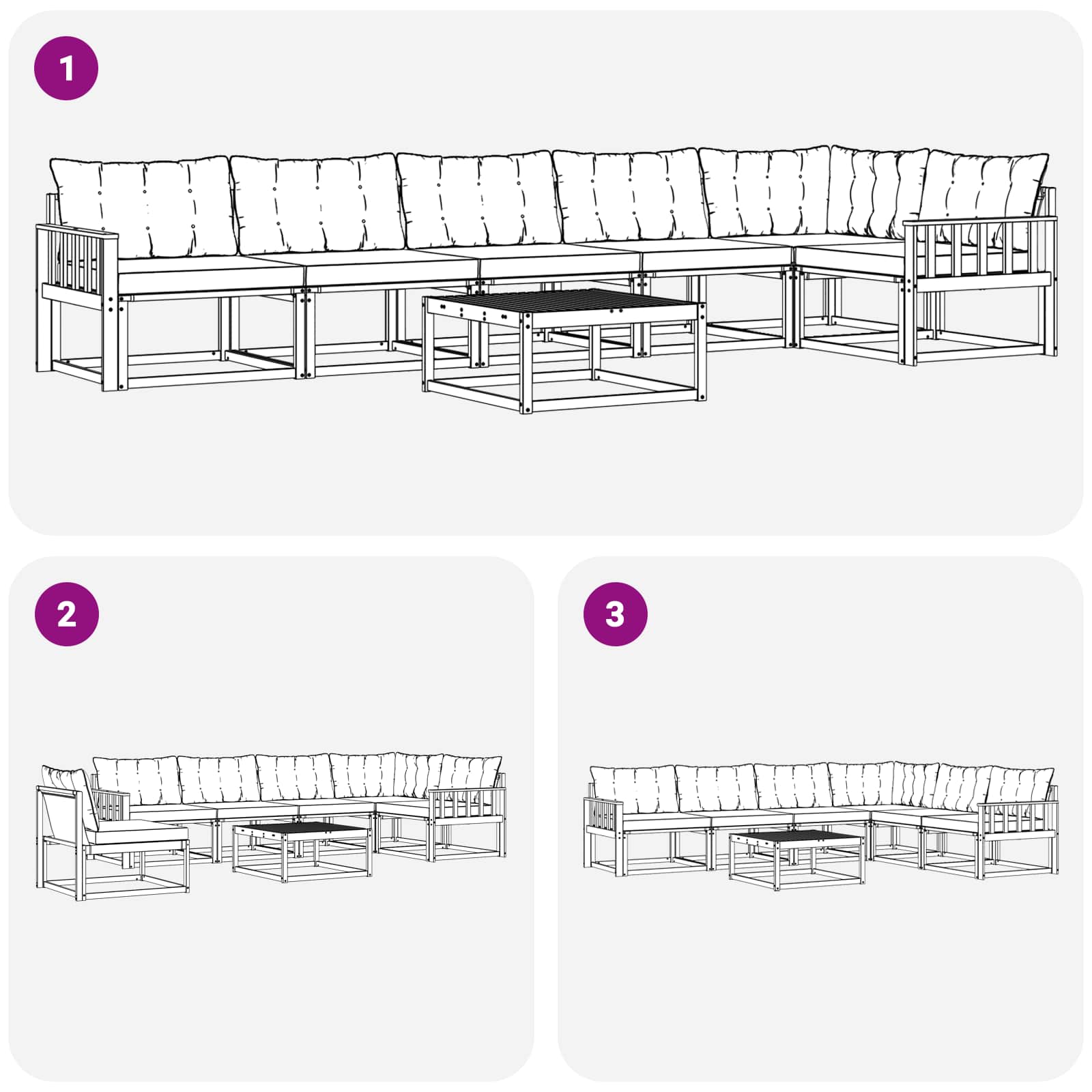 vidaXL Zestaw sof na zewnątrz 7 pcs biały i czarny 79 x 79 x 37 cm