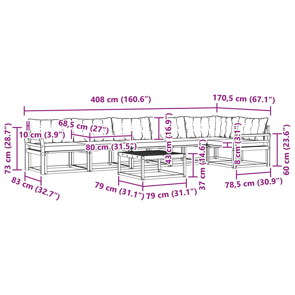 vidaXL Zestaw sof na zewnątrz 7 pcs Biały i kremowy 79 x 79 x 37 cm