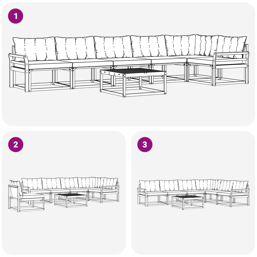 vidaXL Zestaw sof na zewnątrz 7 pcs Biały i Beżowy 79 x 79 x 37 cm