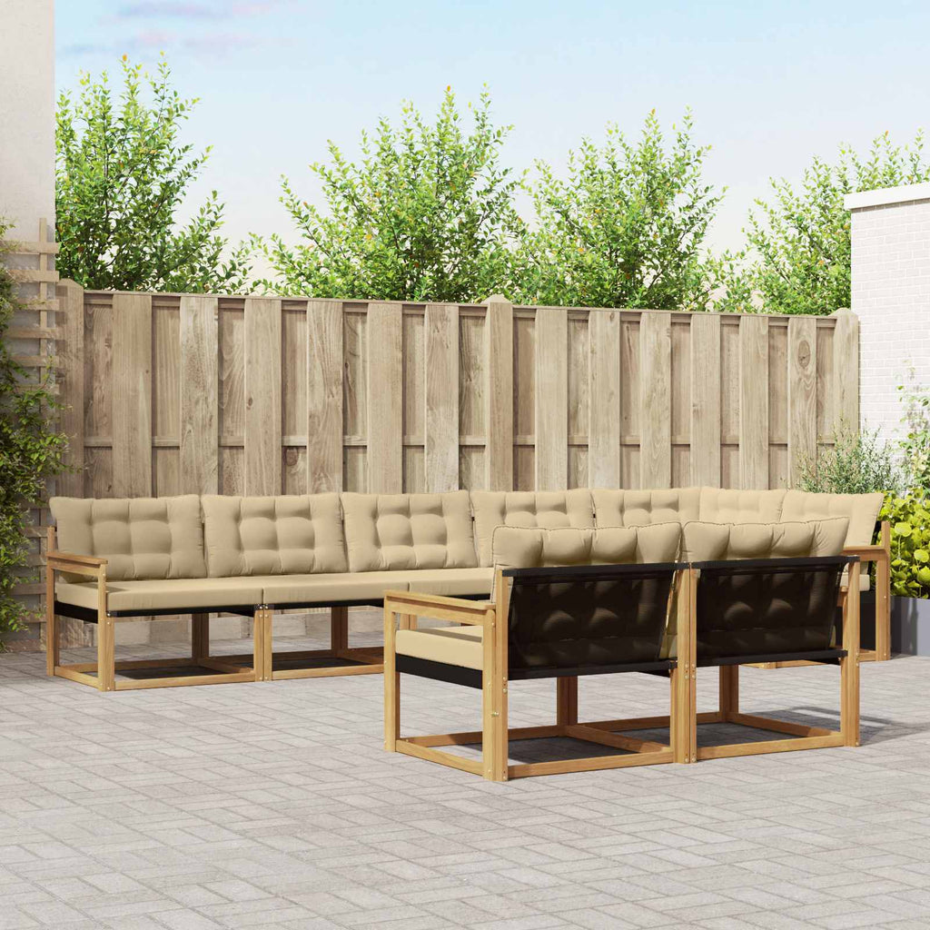 vidaXL Zestaw sof na zewnątrz z poduszką 8 pcs Biały i Beżowy