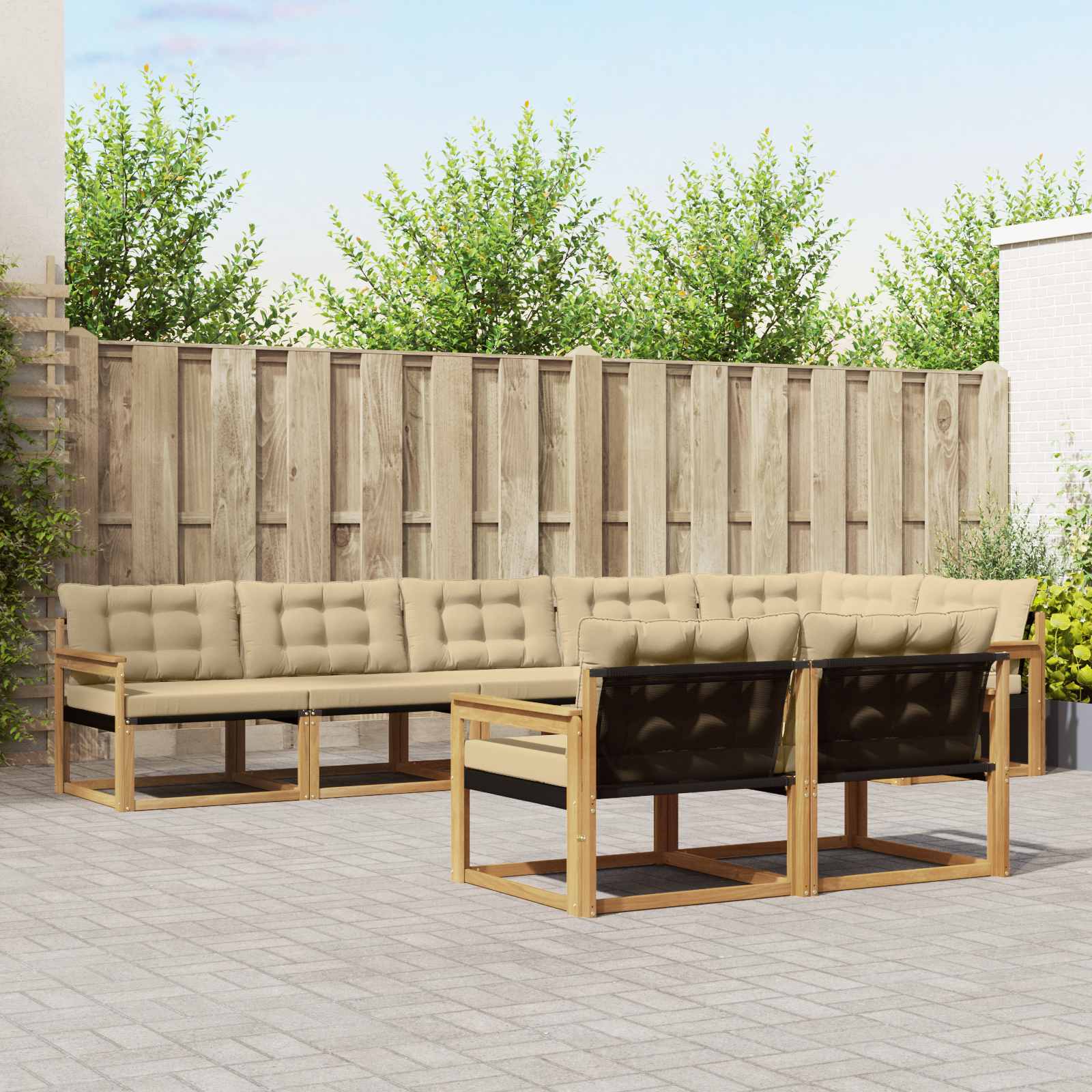 vidaXL Zestaw sof na zewnątrz z poduszką 8 pcs Biały i Beżowy