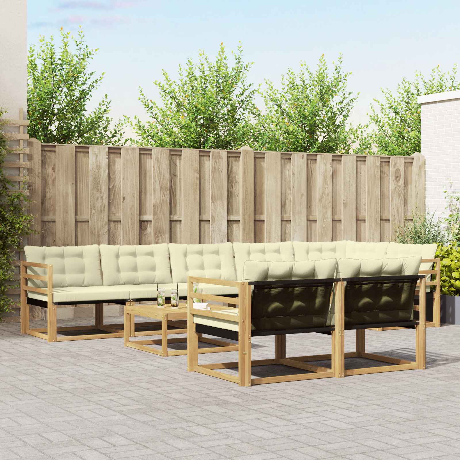 vidaXL Zestaw sof na zewnątrz 9 pcs Biały i kremowy 79 x 79 x 37 cm