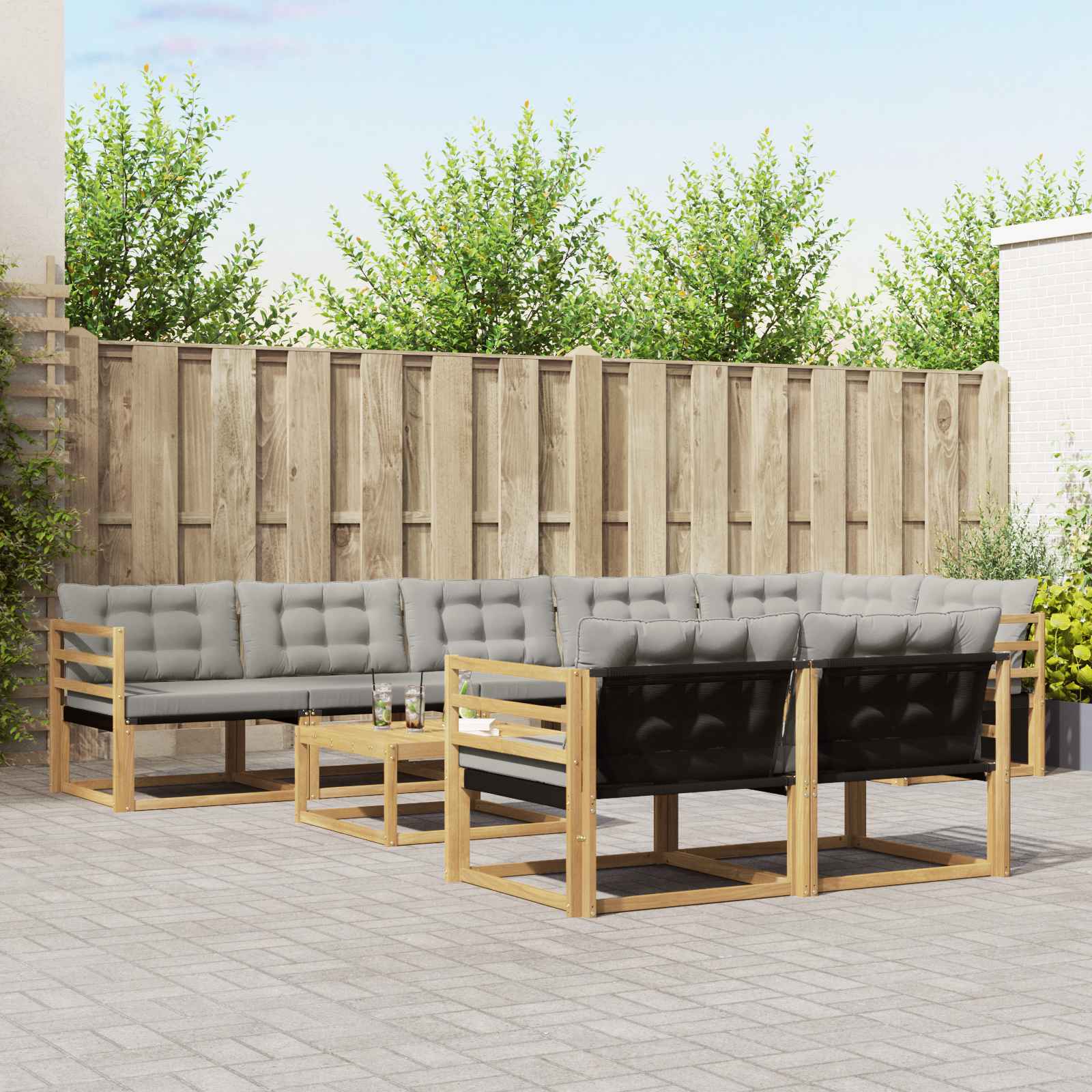 vidaXL Zestaw sof na zewnątrz 9 pcs Biały i jasnoszary 79 x 79 x 37 cm