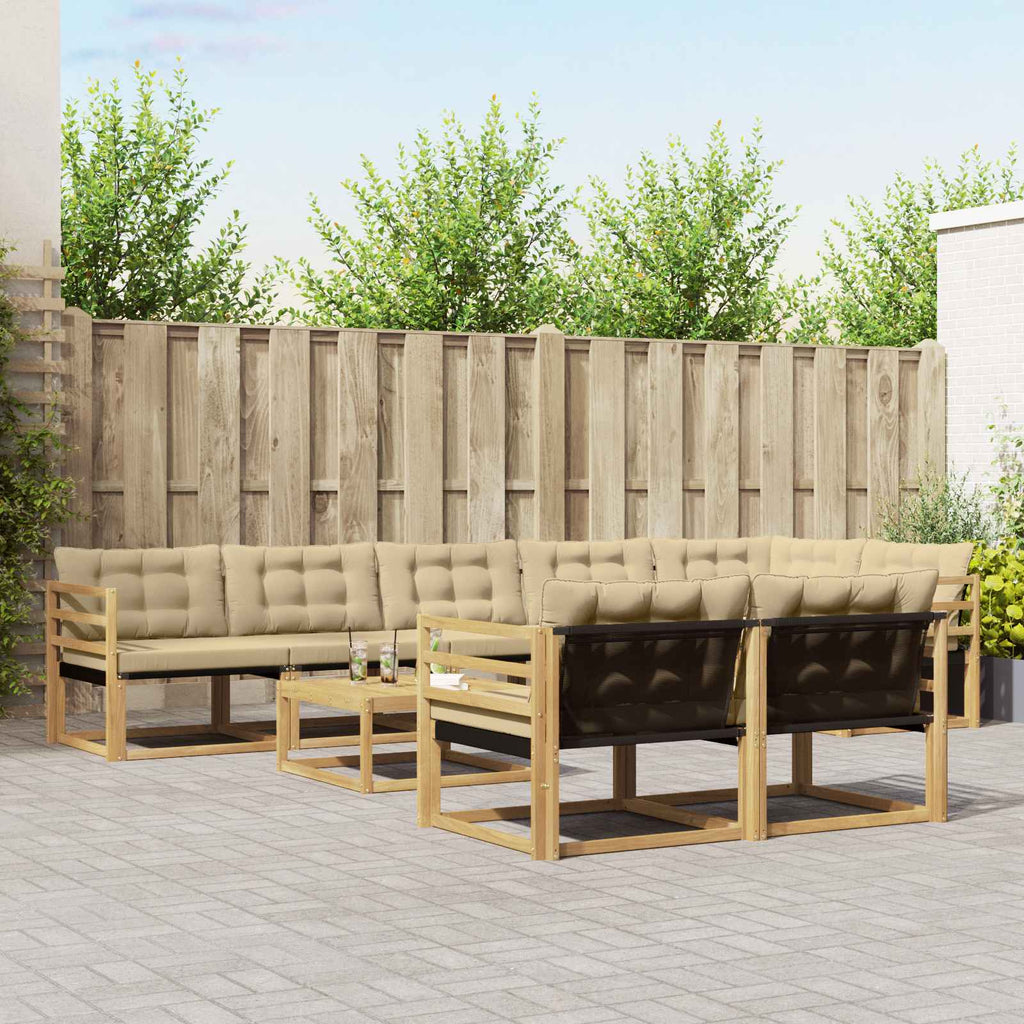 vidaXL Zestaw sof na zewnątrz 9 pcs Biały i Beżowy 79 x 79 x 37 cm