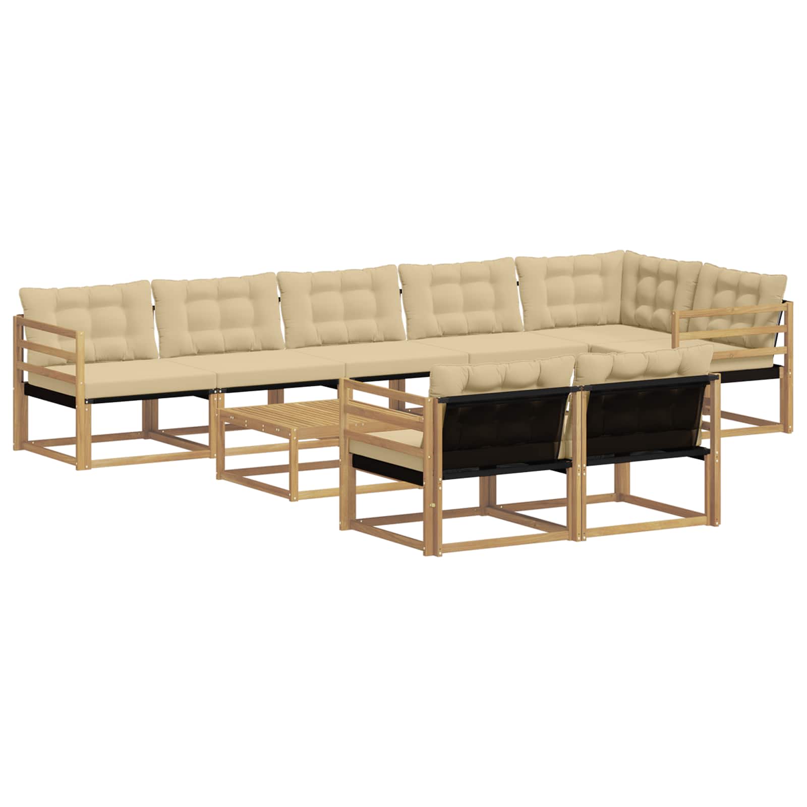 vidaXL Zestaw sof na zewnątrz 9 pcs Biały i Beżowy 79 x 79 x 37 cm