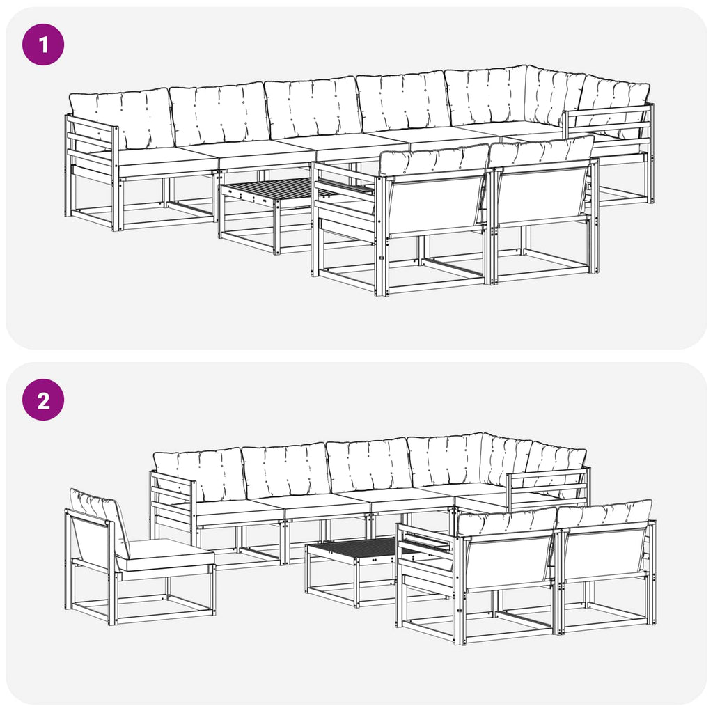 vidaXL Zestaw sof na zewnątrz 9 pcs Biały i Beżowy 79 x 79 x 37 cm