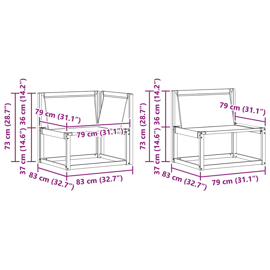 vidaXL Zestaw sof na zewnątrz 9 pcs Biały i kremowy 79 x 79 x 37 cm