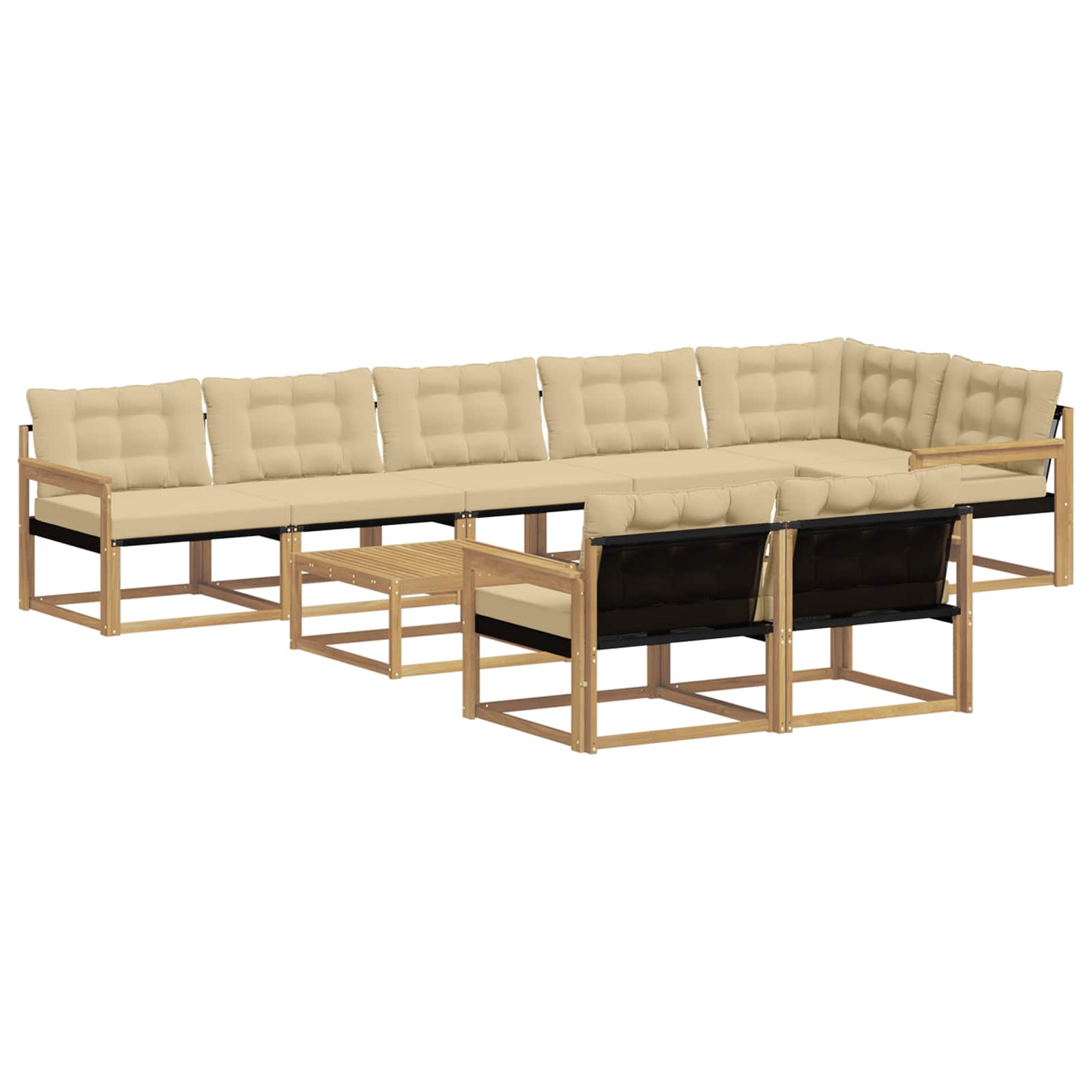 vidaXL Zestaw sof na zewnątrz 9 pcs Biały i Beżowy 79 x 79 x 37 cm
