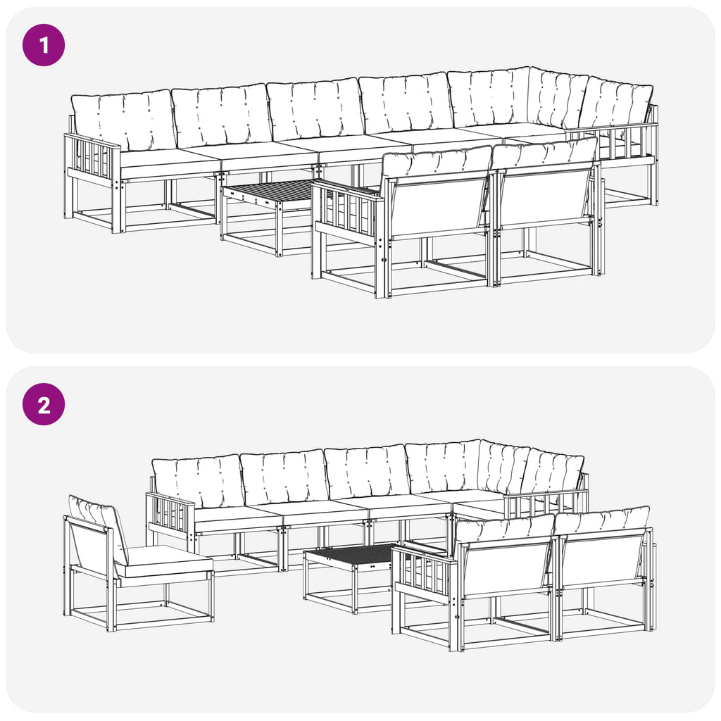 vidaXL Zestaw sof na zewnątrz 9 pcs Biały i Beżowy 79 x 79 x 37 cm