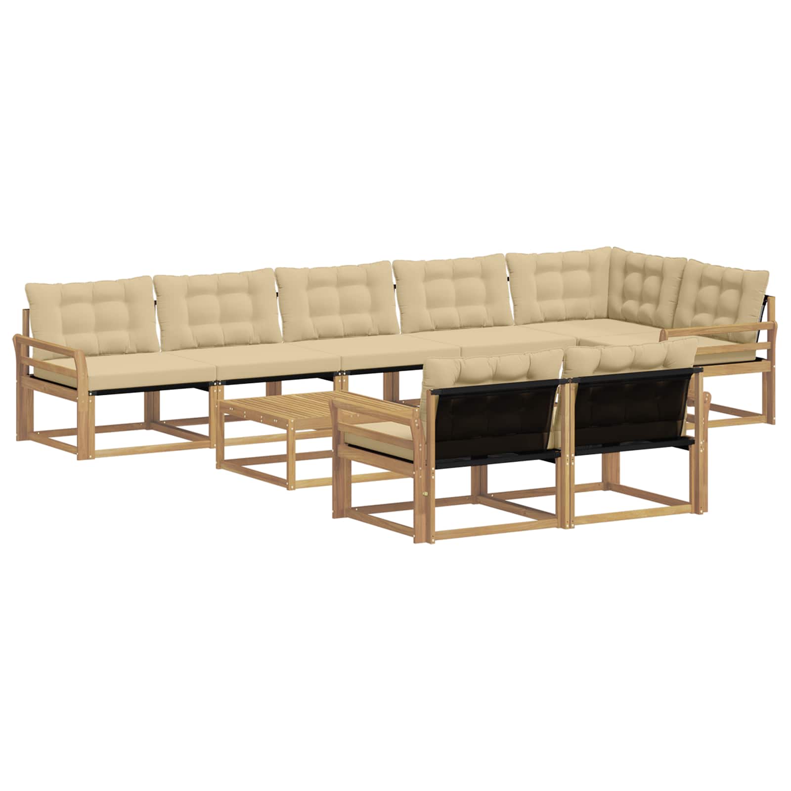 vidaXL Zestaw sof na zewnątrz 9 pcs Biały i Beżowy 79 x 79 x 37 cm