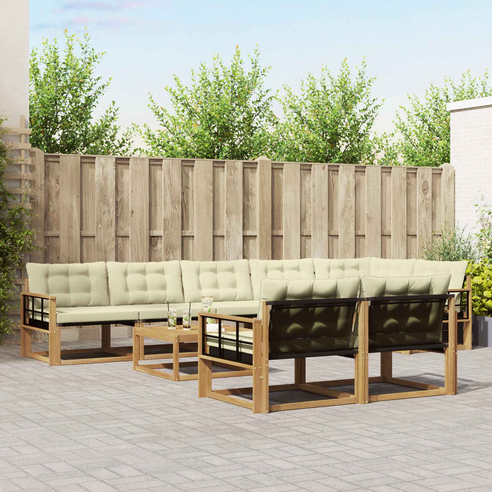 vidaXL Zestaw sof na zewnątrz 9 pcs Biały i kremowy 79 x 79 x 37 cm