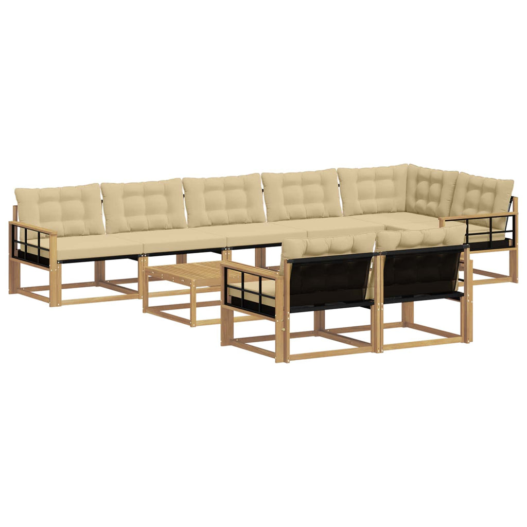 vidaXL Zestaw sof na zewnątrz 9 pcs Biały i Beżowy 79 x 79 x 37 cm