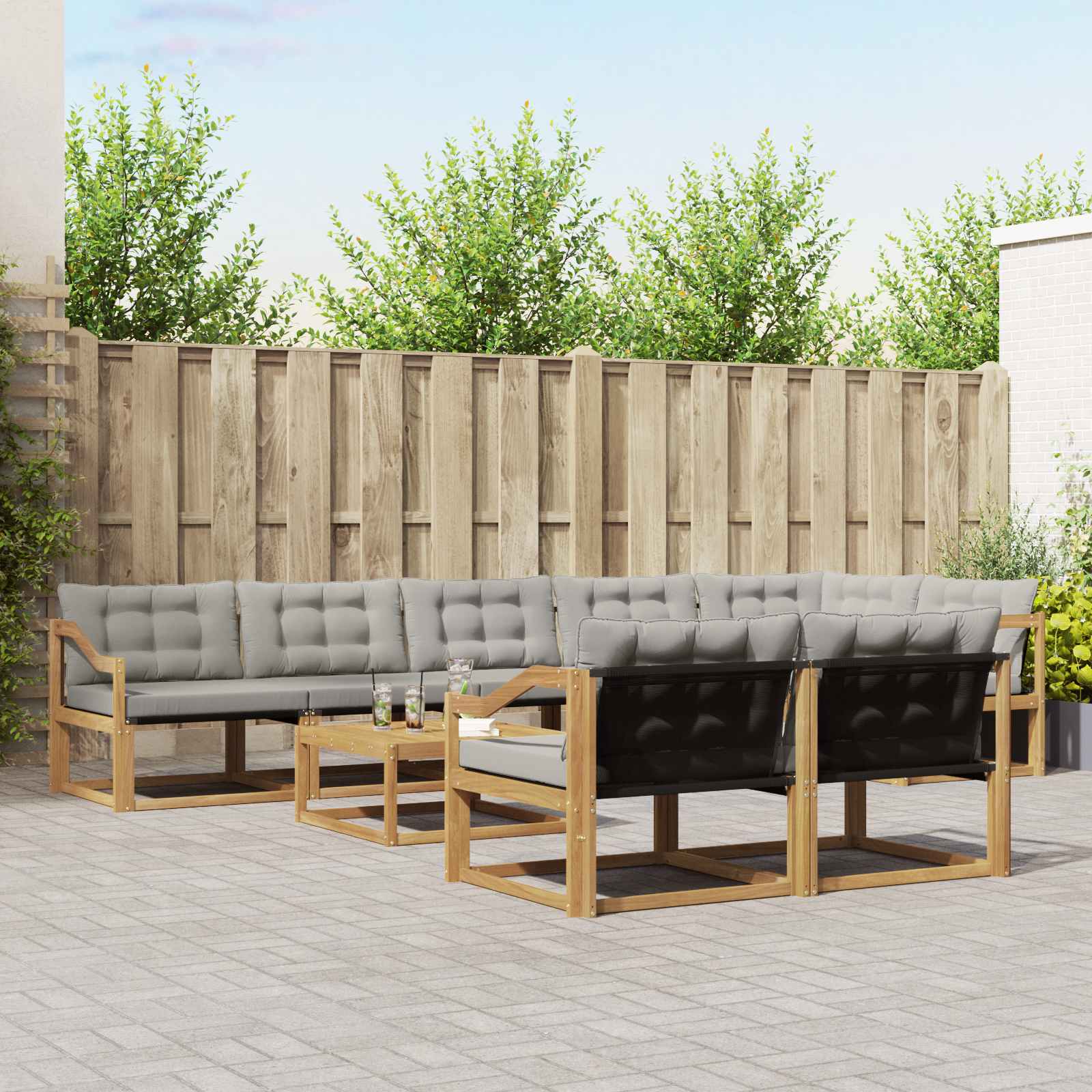 vidaXL Zestaw sof na zewnątrz 9 pcs Biały i jasnoszary 79 x 79 x 37 cm