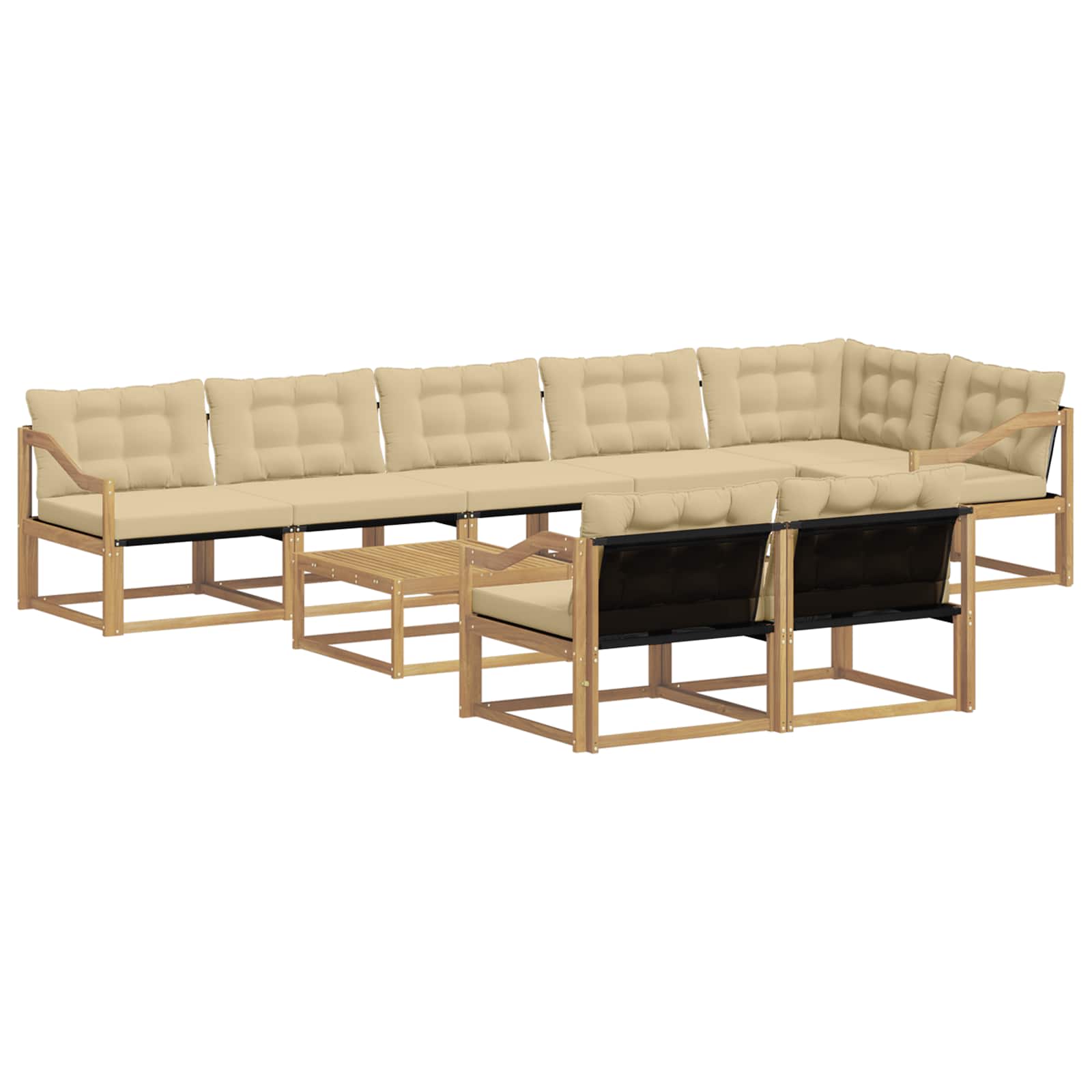vidaXL Zestaw sof na zewnątrz 9 pcs Biały i Beżowy 79 x 79 x 37 cm