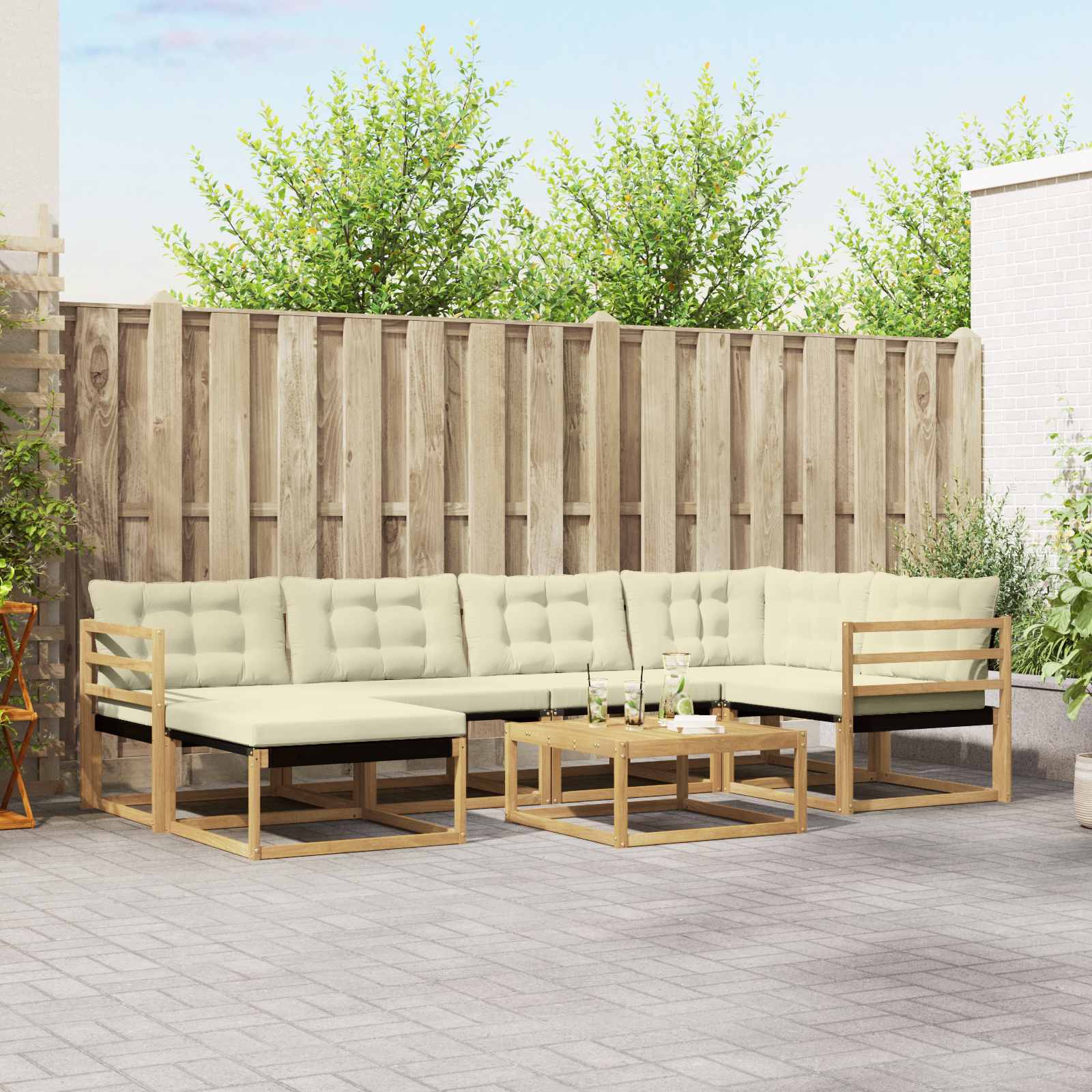 vidaXL Zestaw sof na zewnątrz 7 pcs Biały i kremowy 79 x 79 x 37 cm