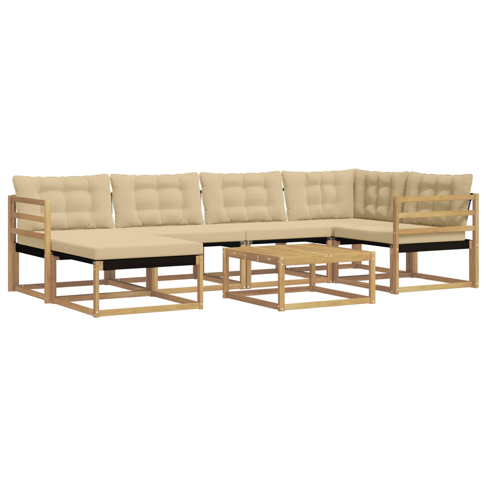 vidaXL Zestaw sof na zewnątrz 7 pcs Biały i Beżowy 79 x 79 x 37 cm