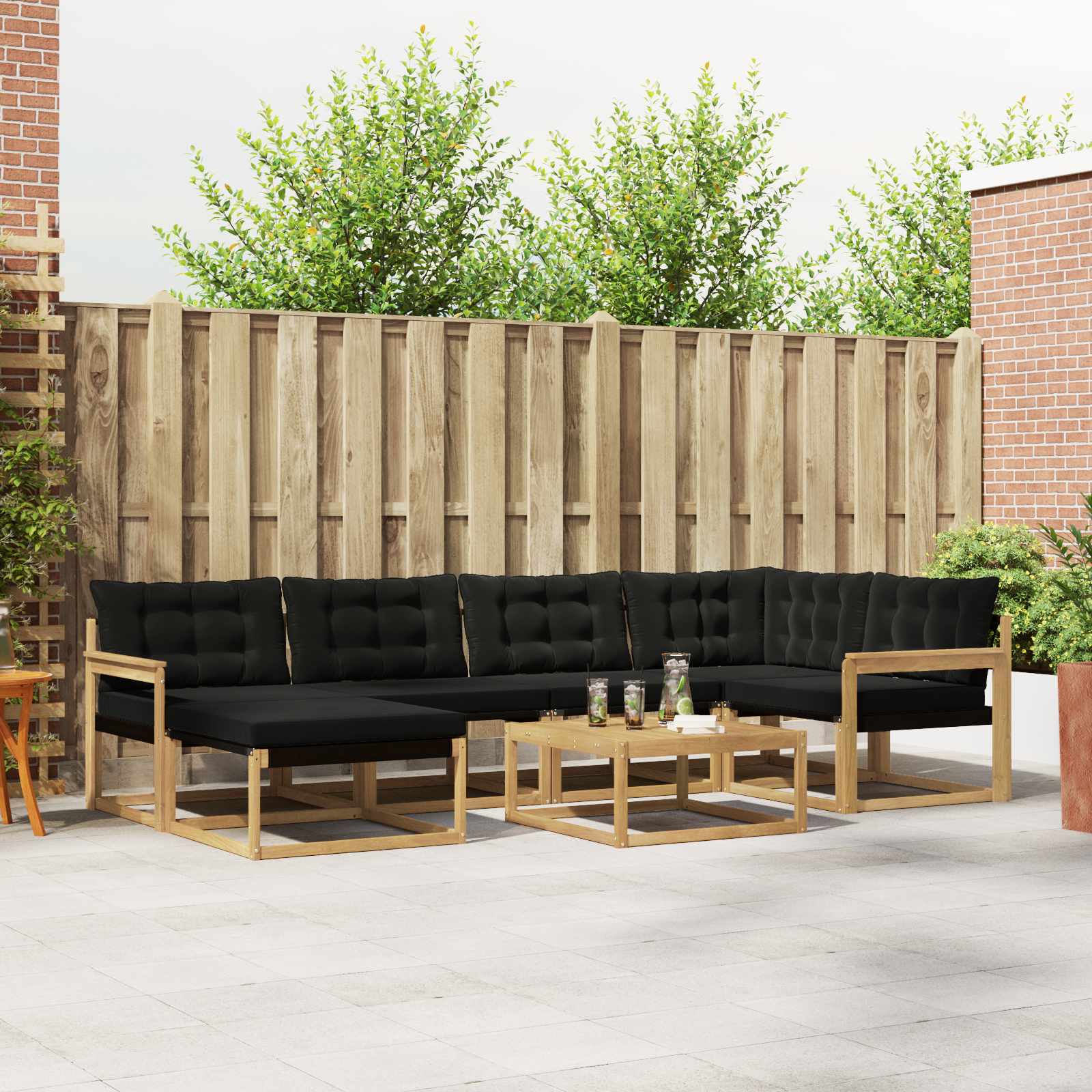vidaXL Zestaw sof na zewnątrz 7 pcs biały i czarny 79 x 79 x 37 cm