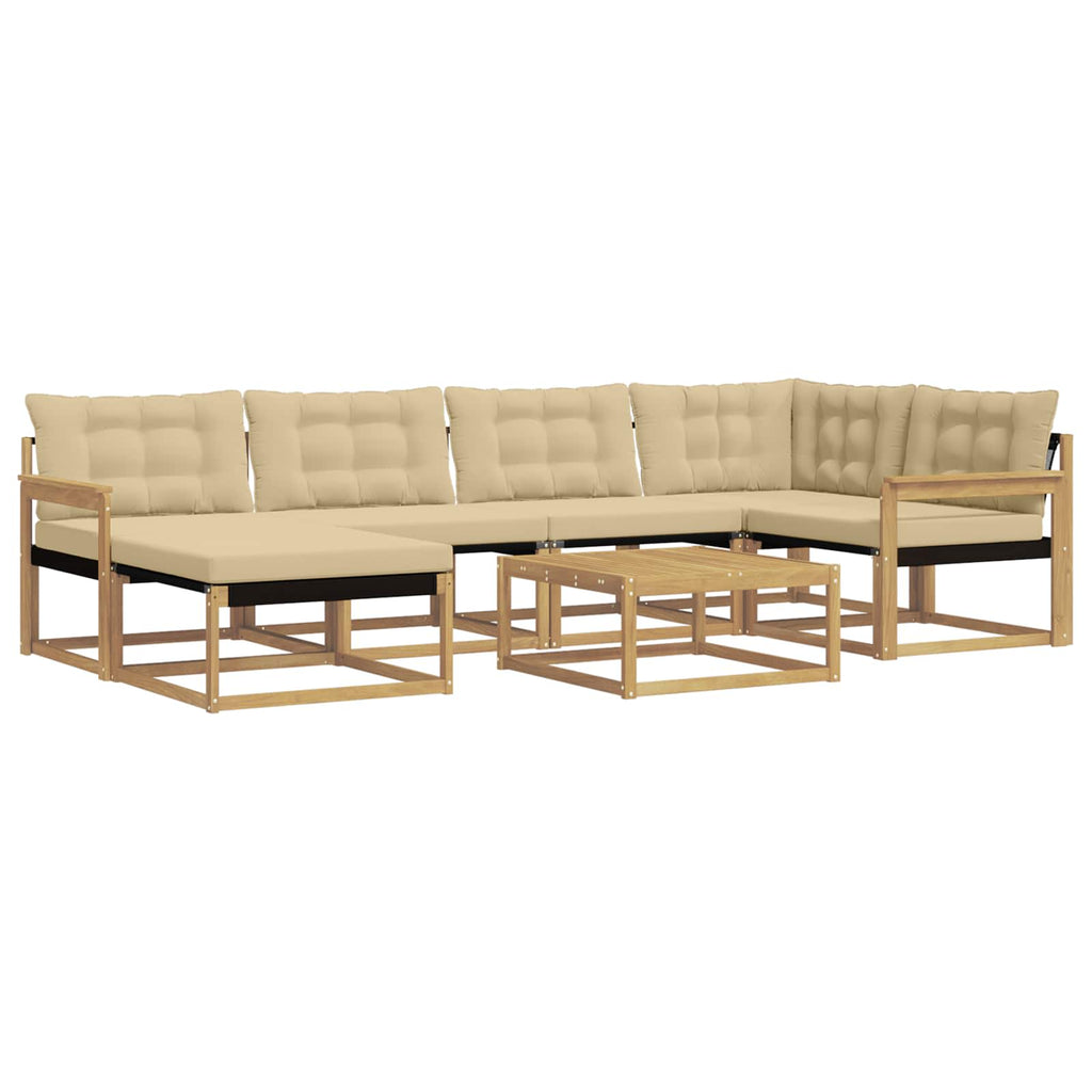 vidaXL Zestaw sof na zewnątrz 7 pcs Biały i Beżowy 79 x 79 x 37 cm