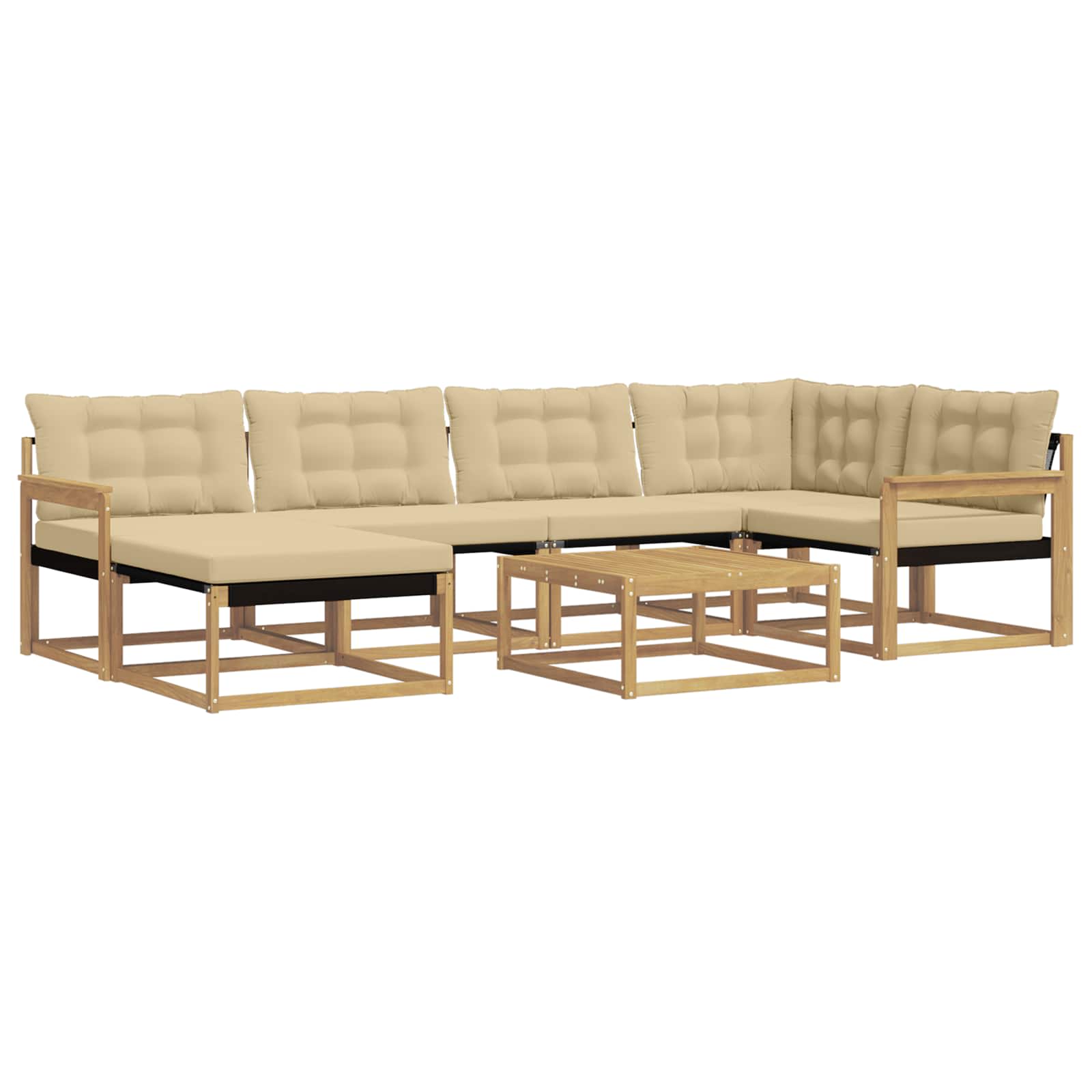 vidaXL Zestaw sof na zewnątrz 7 pcs Biały i Beżowy 79 x 79 x 37 cm