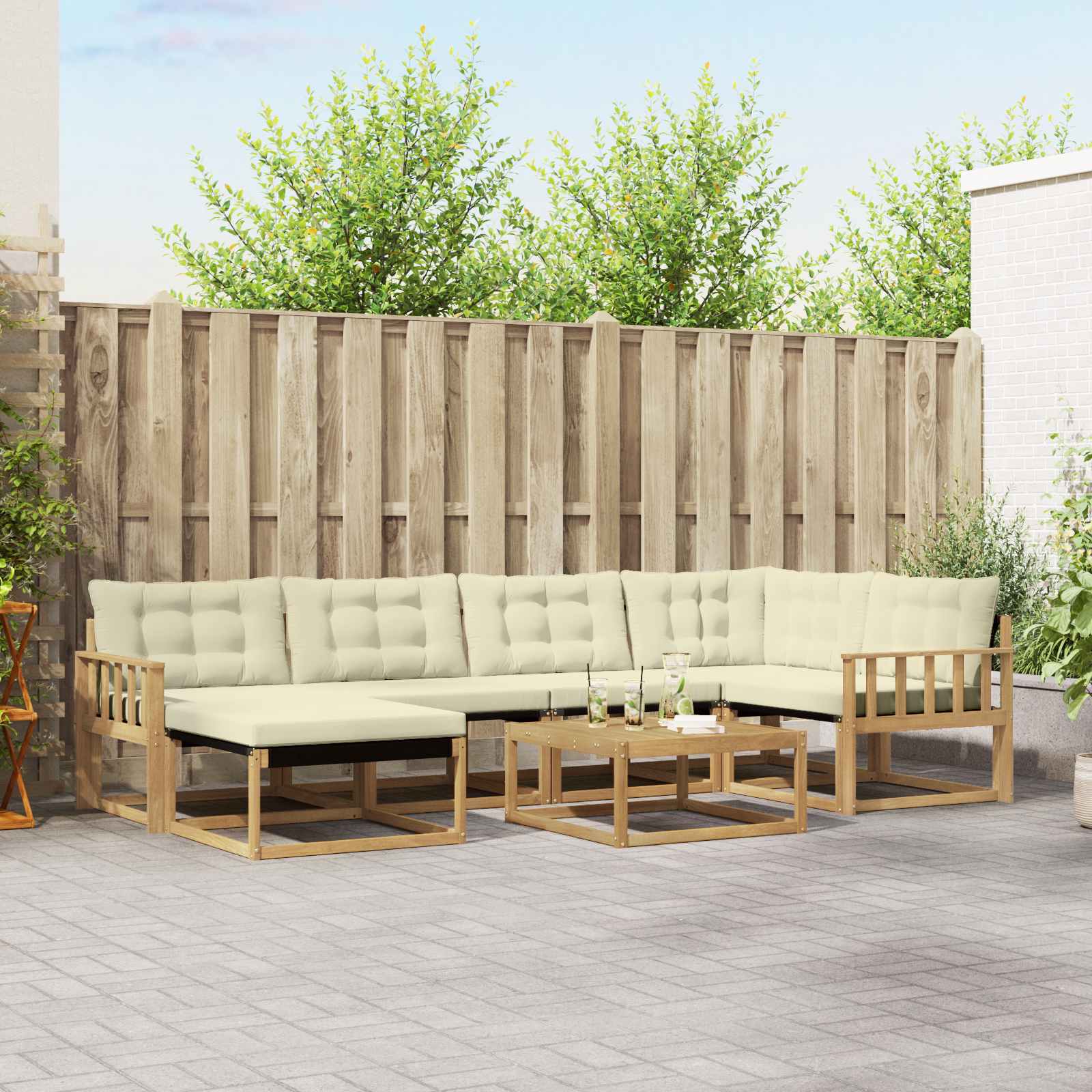 vidaXL Zestaw sof na zewnątrz 7 pcs Biały i kremowy 79 x 79 x 37 cm