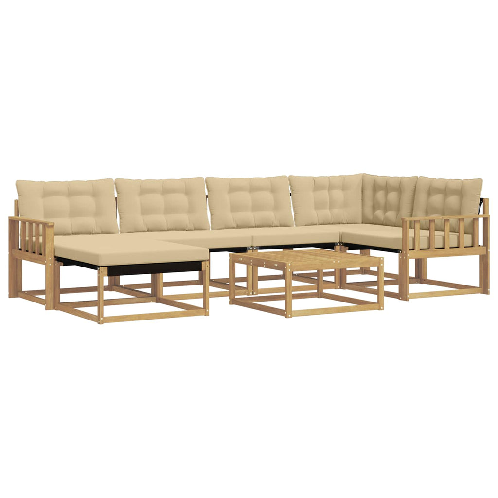 vidaXL Zestaw sof na zewnątrz 7 pcs Biały i Beżowy 79 x 79 x 37 cm