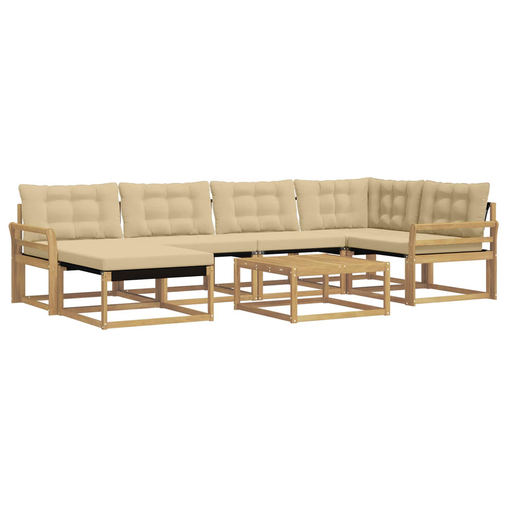 vidaXL Zestaw sof na zewnątrz 7 pcs Biały i Beżowy 79 x 79 x 37 cm