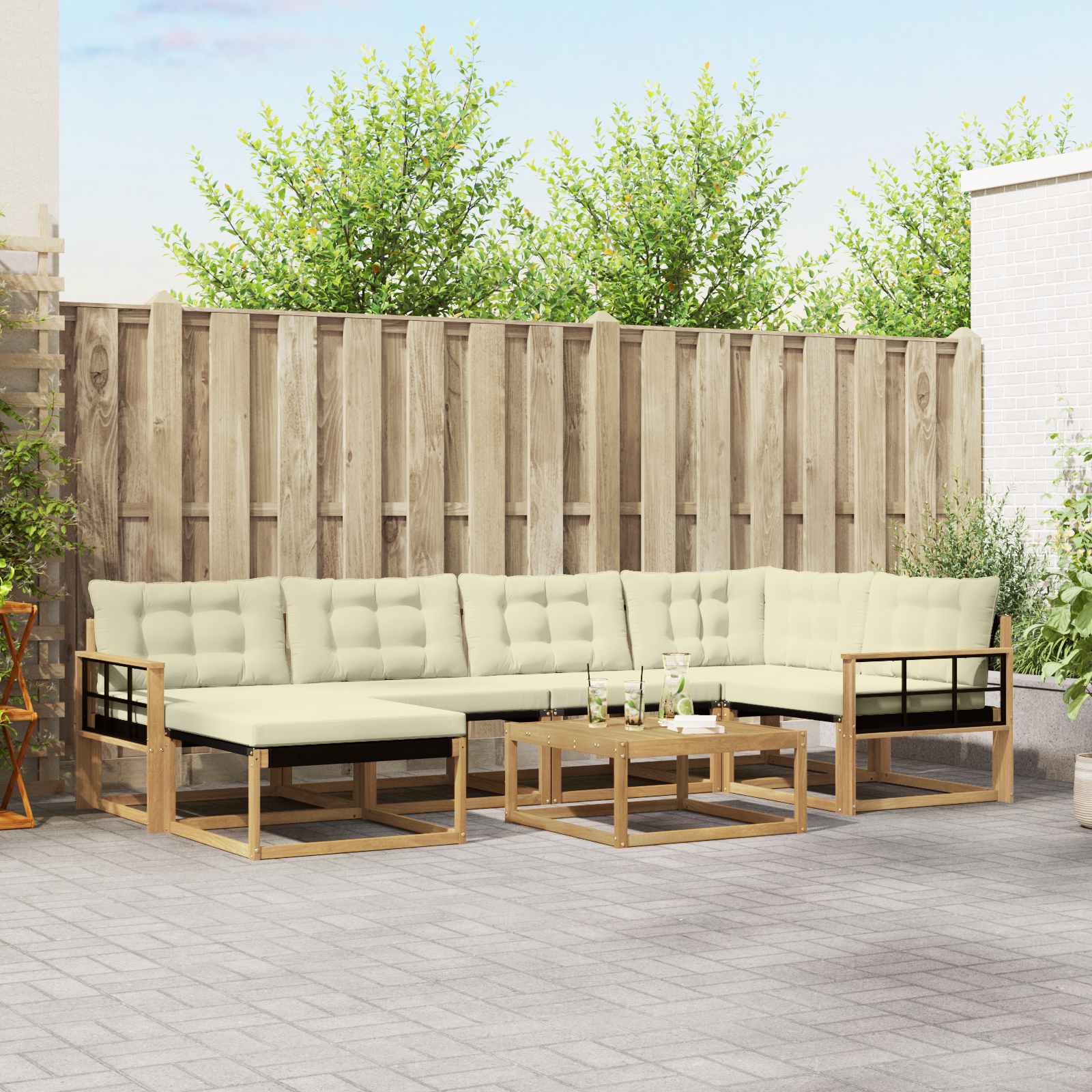 vidaXL Zestaw sof na zewnątrz 7 pcs Biały i kremowy 79 x 79 x 37 cm
