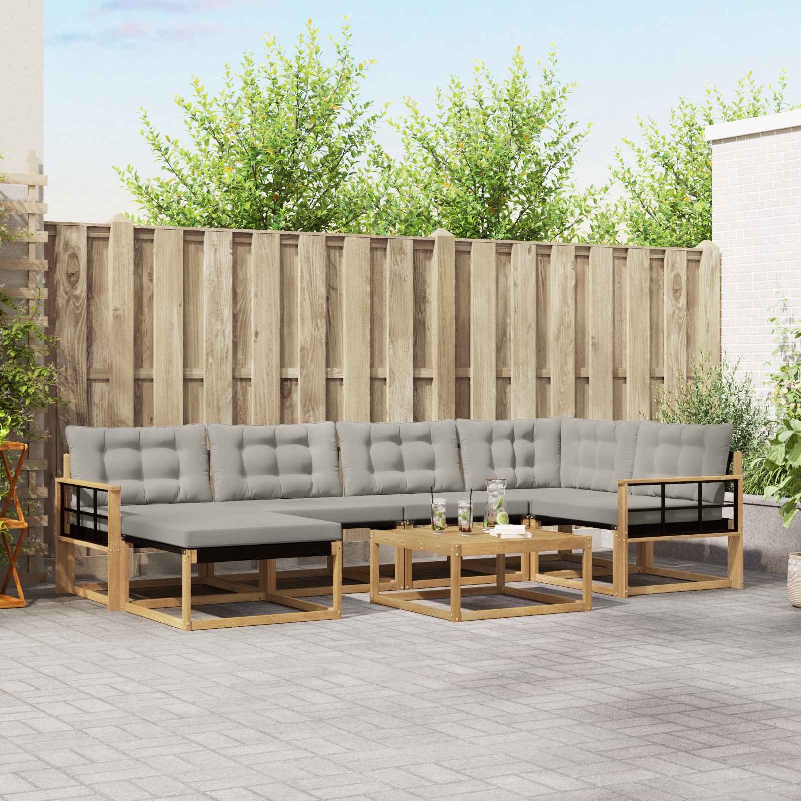 vidaXL Zestaw sof na zewnątrz 7 pcs Biały i jasnoszary 79 x 79 x 37 cm