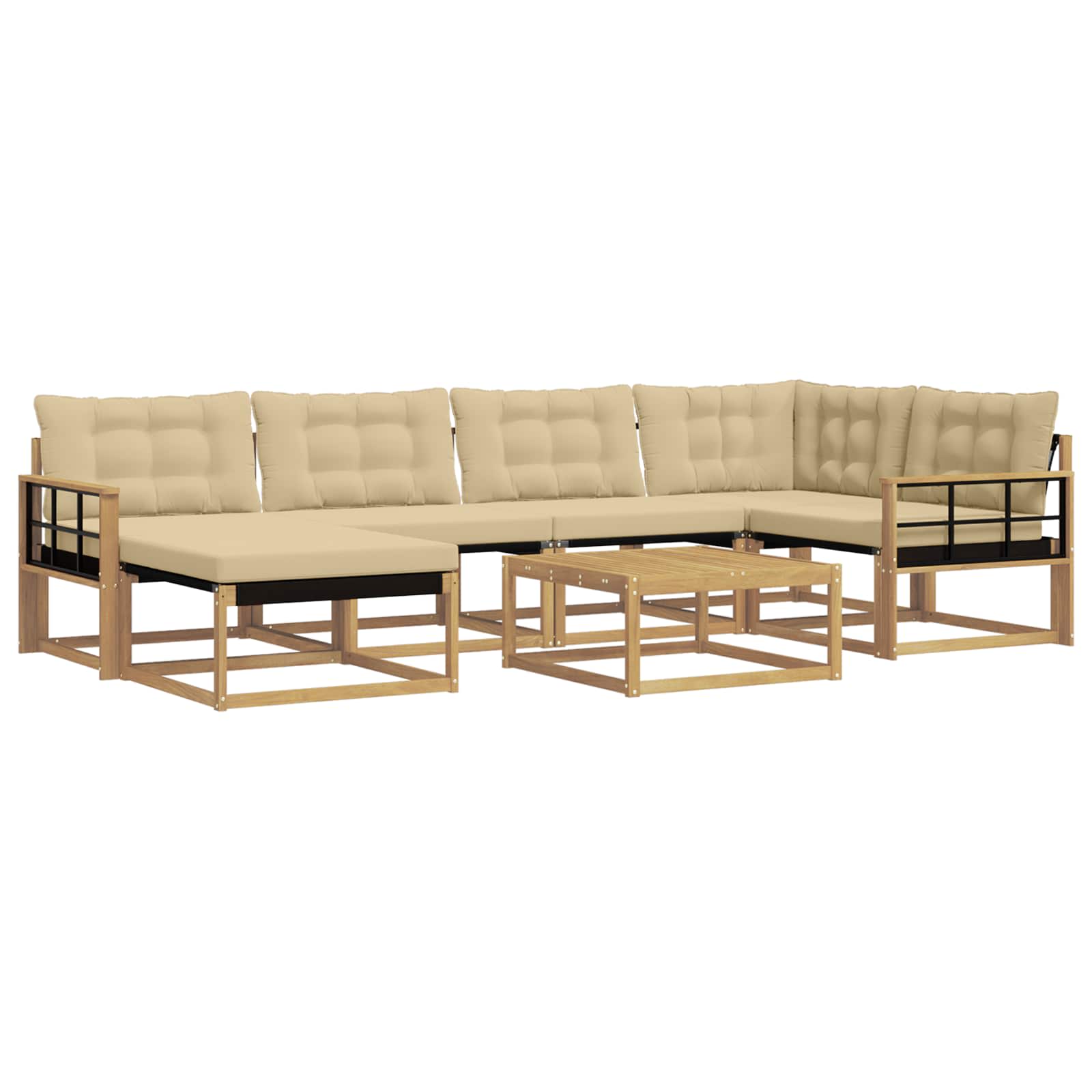 vidaXL Zestaw sof na zewnątrz 7 pcs Biały i Beżowy 79 x 79 x 37 cm