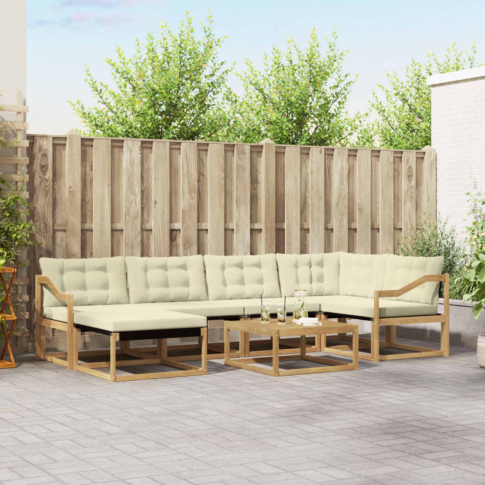 vidaXL Zestaw sof na zewnątrz 7 pcs Biały i kremowy 79 x 79 x 37 cm